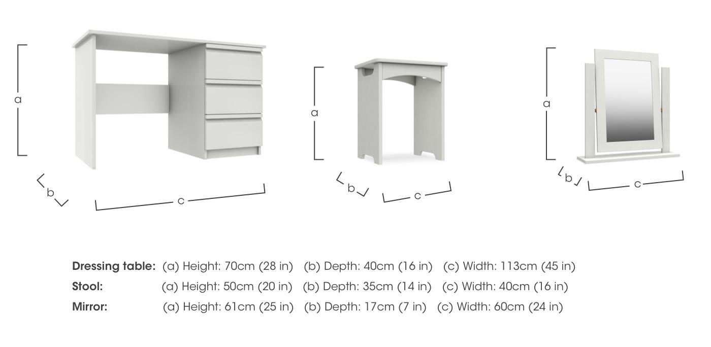 Kings Cross 3 Drawer Dressing Table with Stool and Mirror in  on Furniture Village
