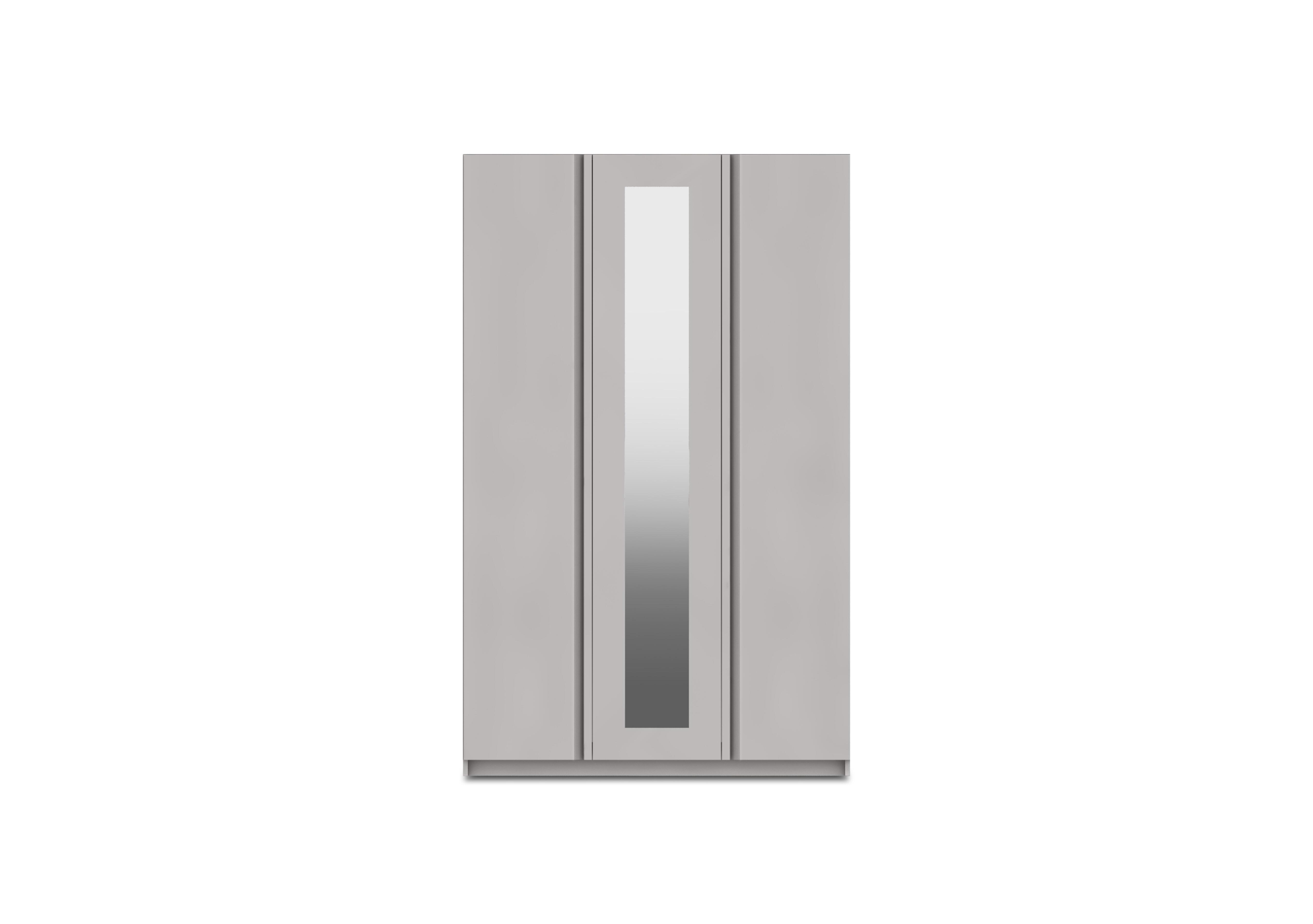 Kings Cross 3 Door Wardrobe with Mirror in Light Grey Gloss on Furniture Village