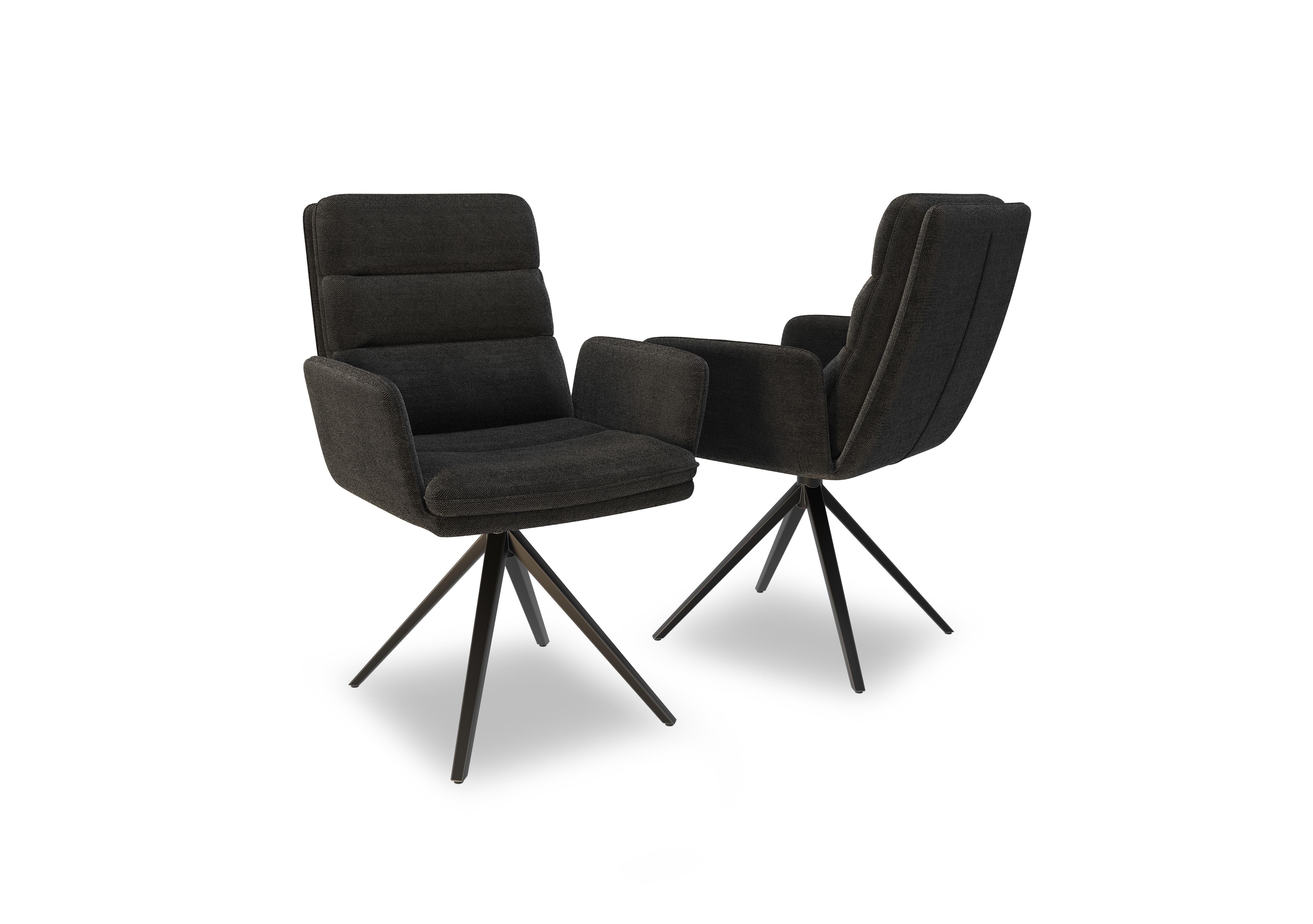 Felipe Pair of Swivel Dining Arm Chairs in Anthracite on Furniture Village