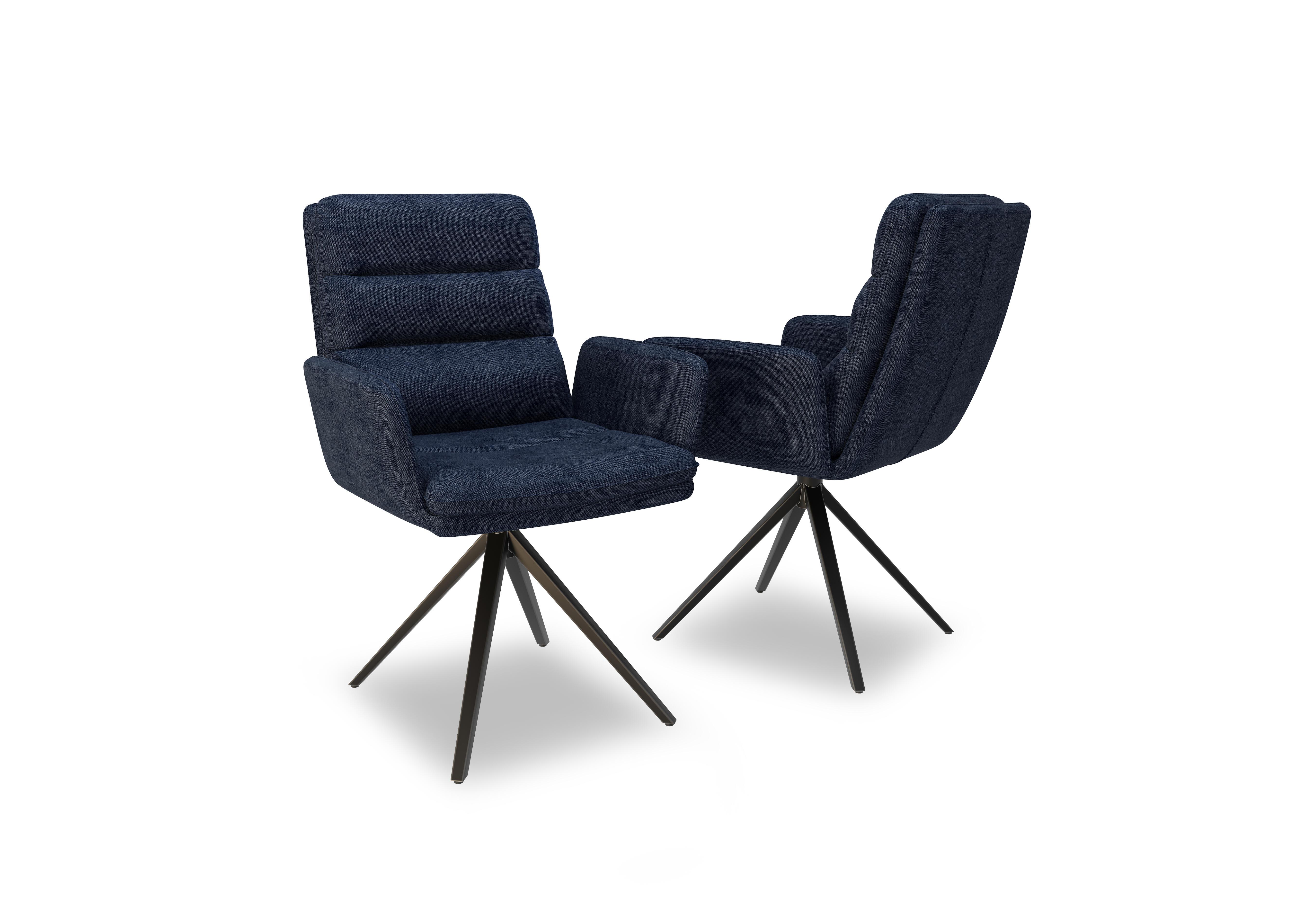 Felipe Pair of Swivel Dining Arm Chairs in Navy Blue on Furniture Village