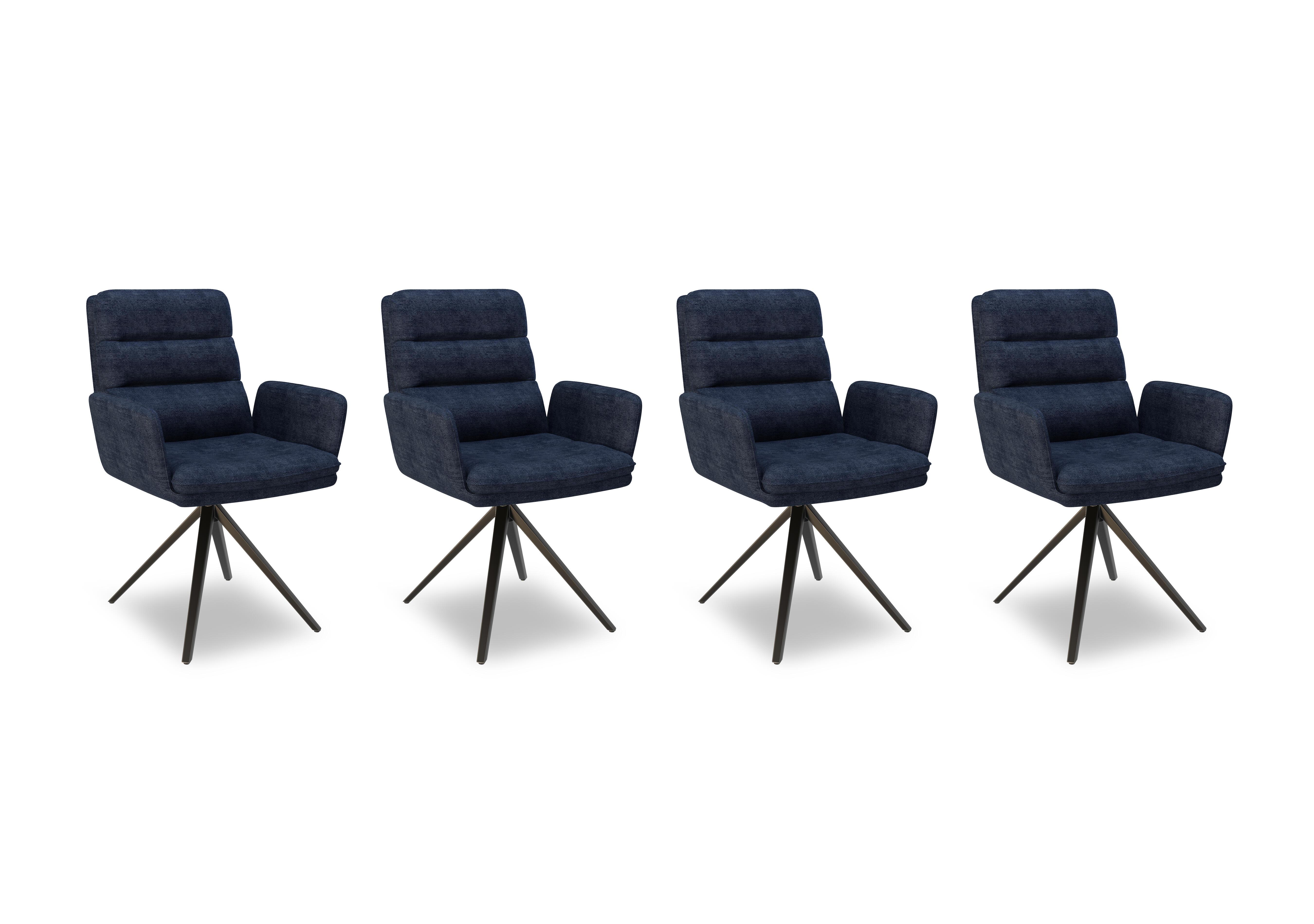 Felipe Set of 4 Swivel Dining Arm Chairs in Navy Blue on Furniture Village