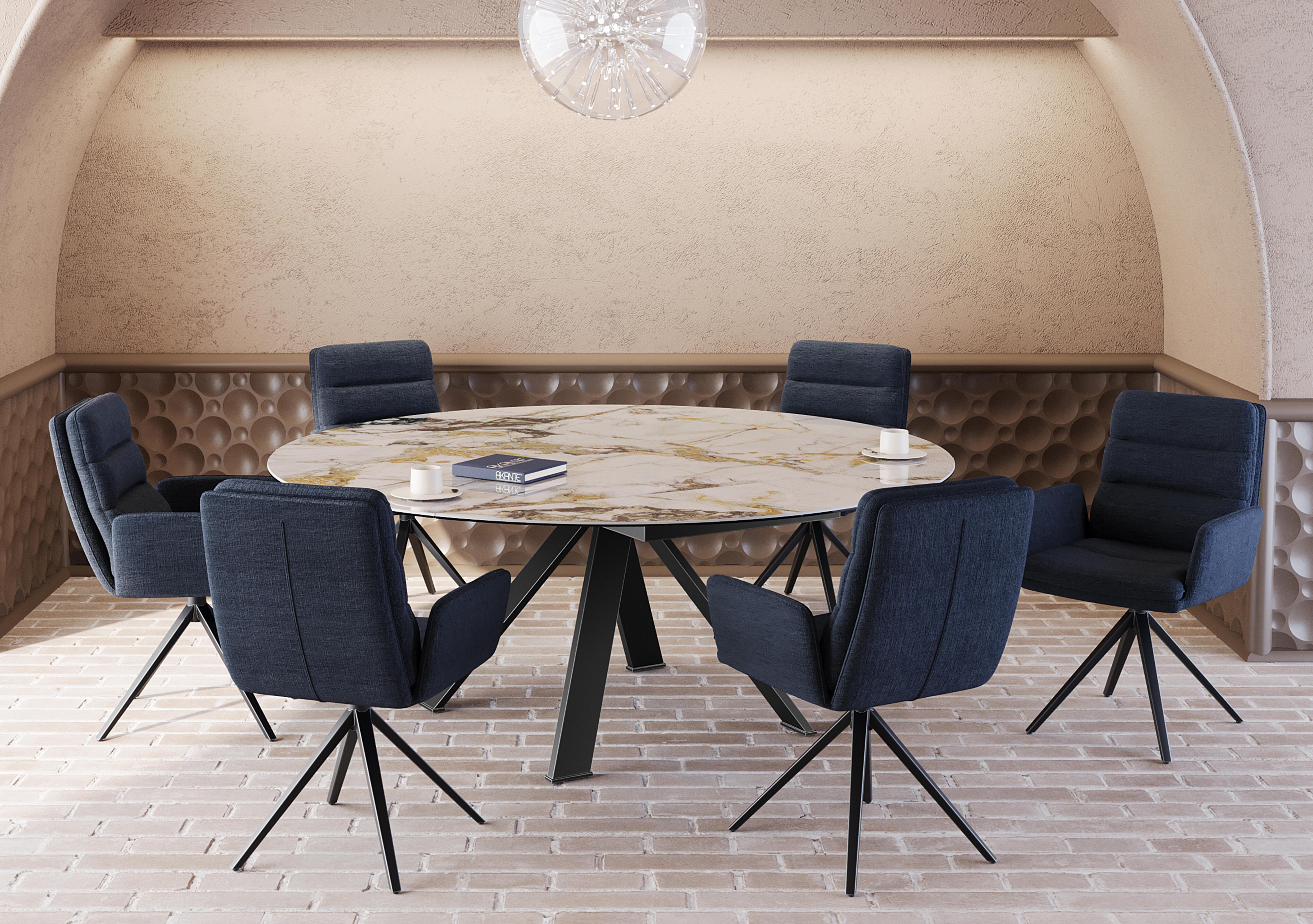 Felipe Swivel Extending Dining Table and 6 Swivel Dining Arm Chairs in  on Furniture Village