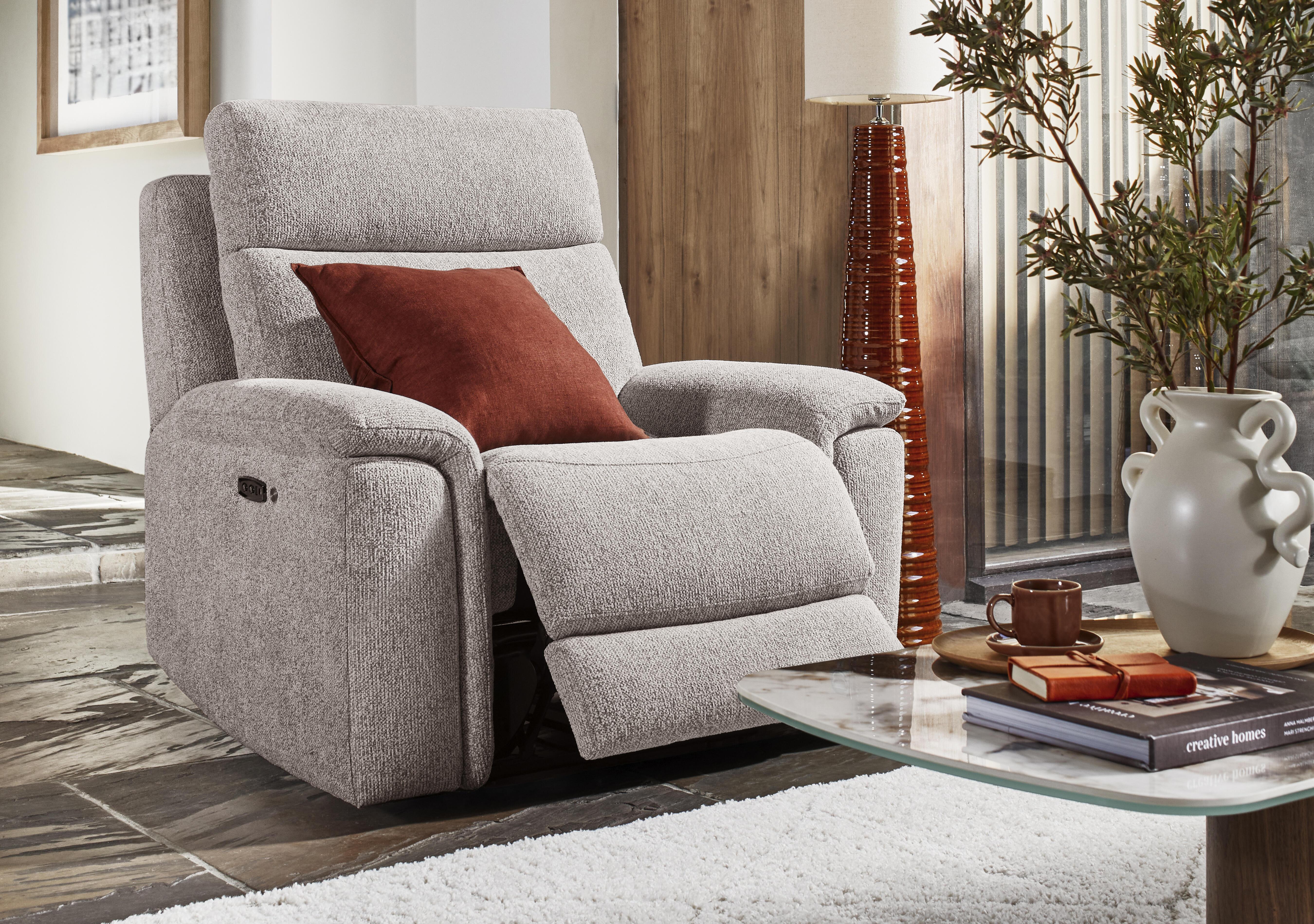 Chill Fabric Power Recliner Chair with Bluetooth in  on Furniture Village