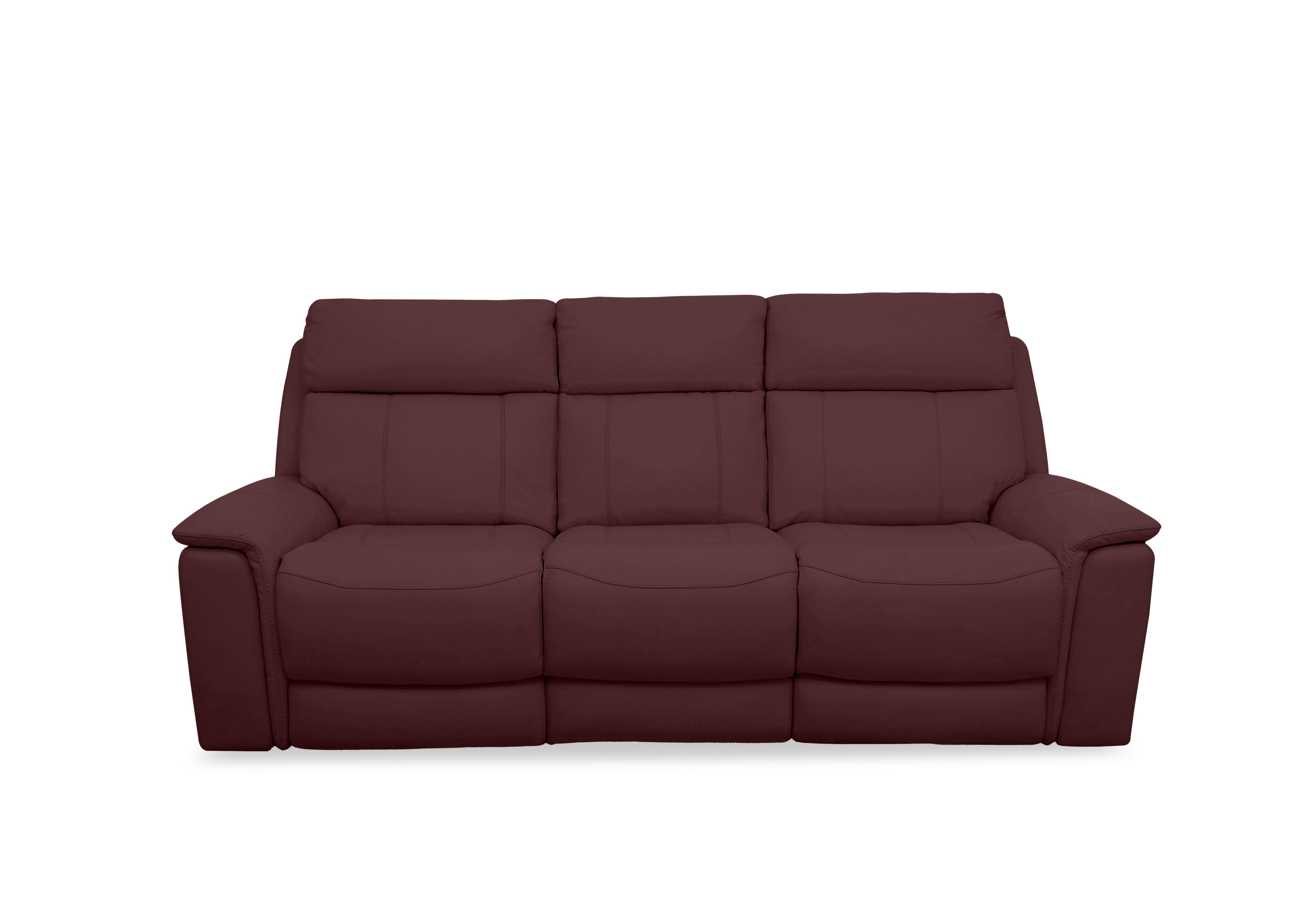Chill Leather 3 Seater Power Recliner Sofa with Bluetooth and Drop Down Console in Bv-035c Deep Red on Furniture Village