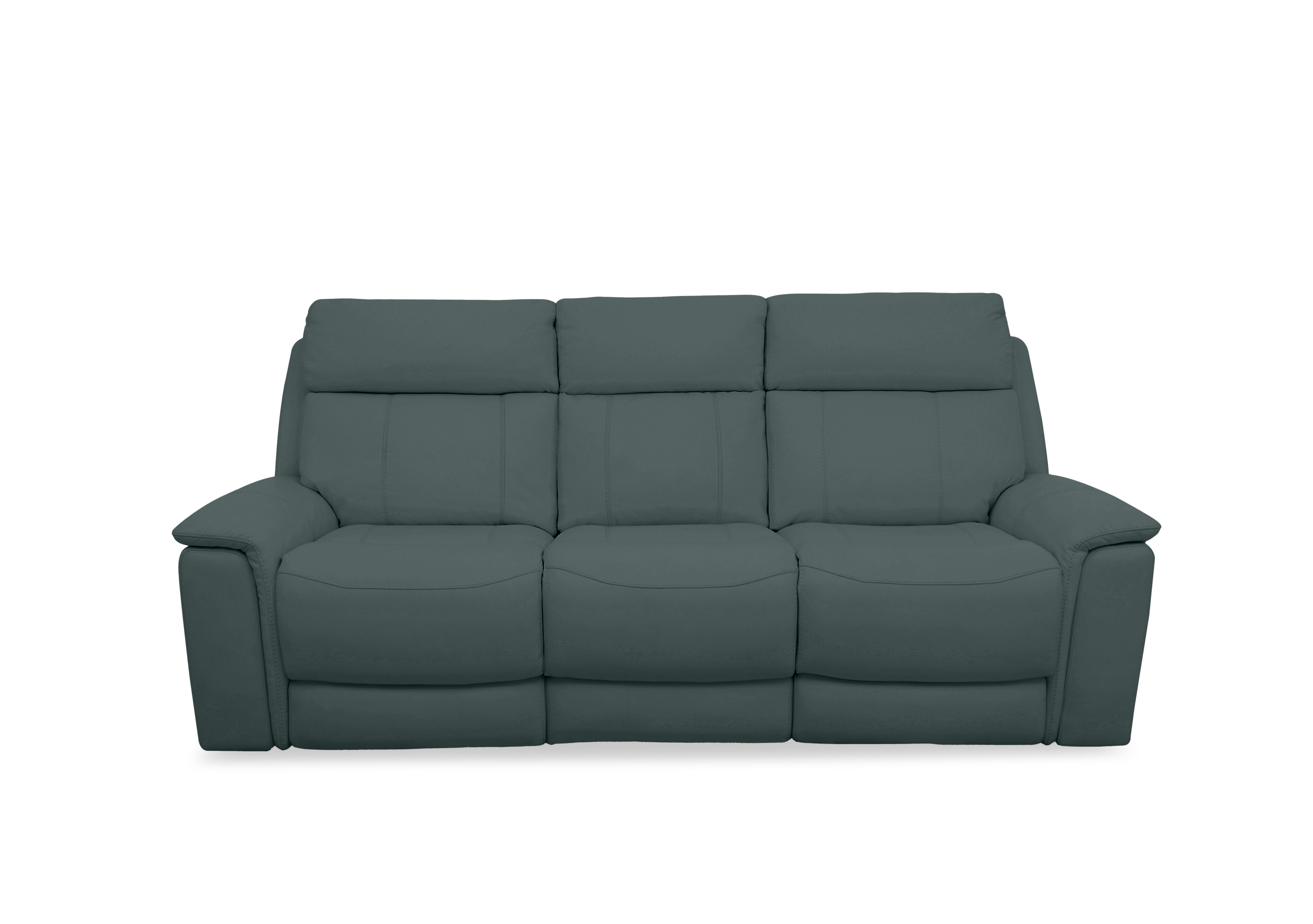 Chill Leather 3 Seater Power Recliner Sofa with Bluetooth and Drop Down Console in Bv-301e Lake Green on Furniture Village