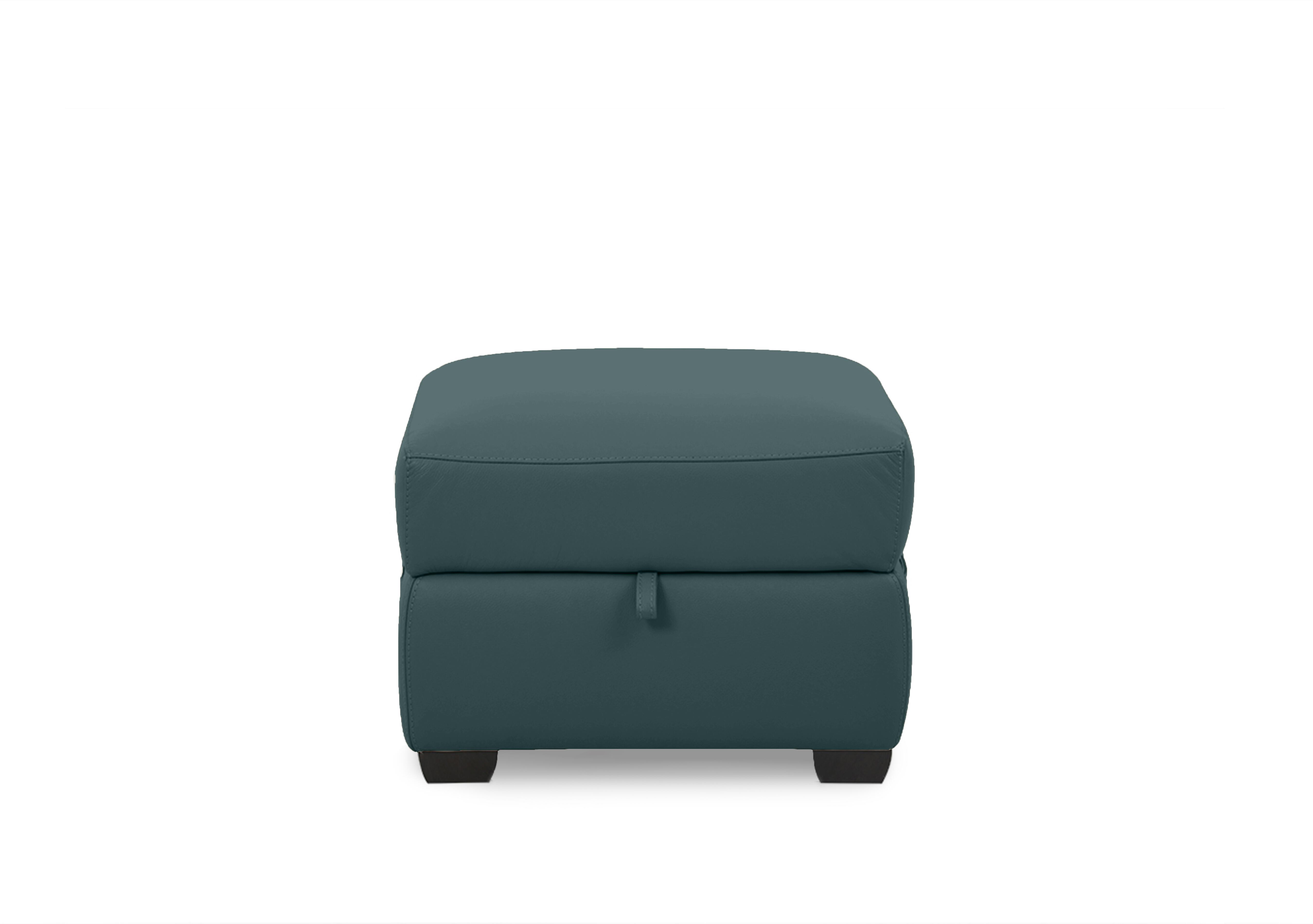 Chill Leather Storage Footstool in Bv-301e Lake Green on Furniture Village