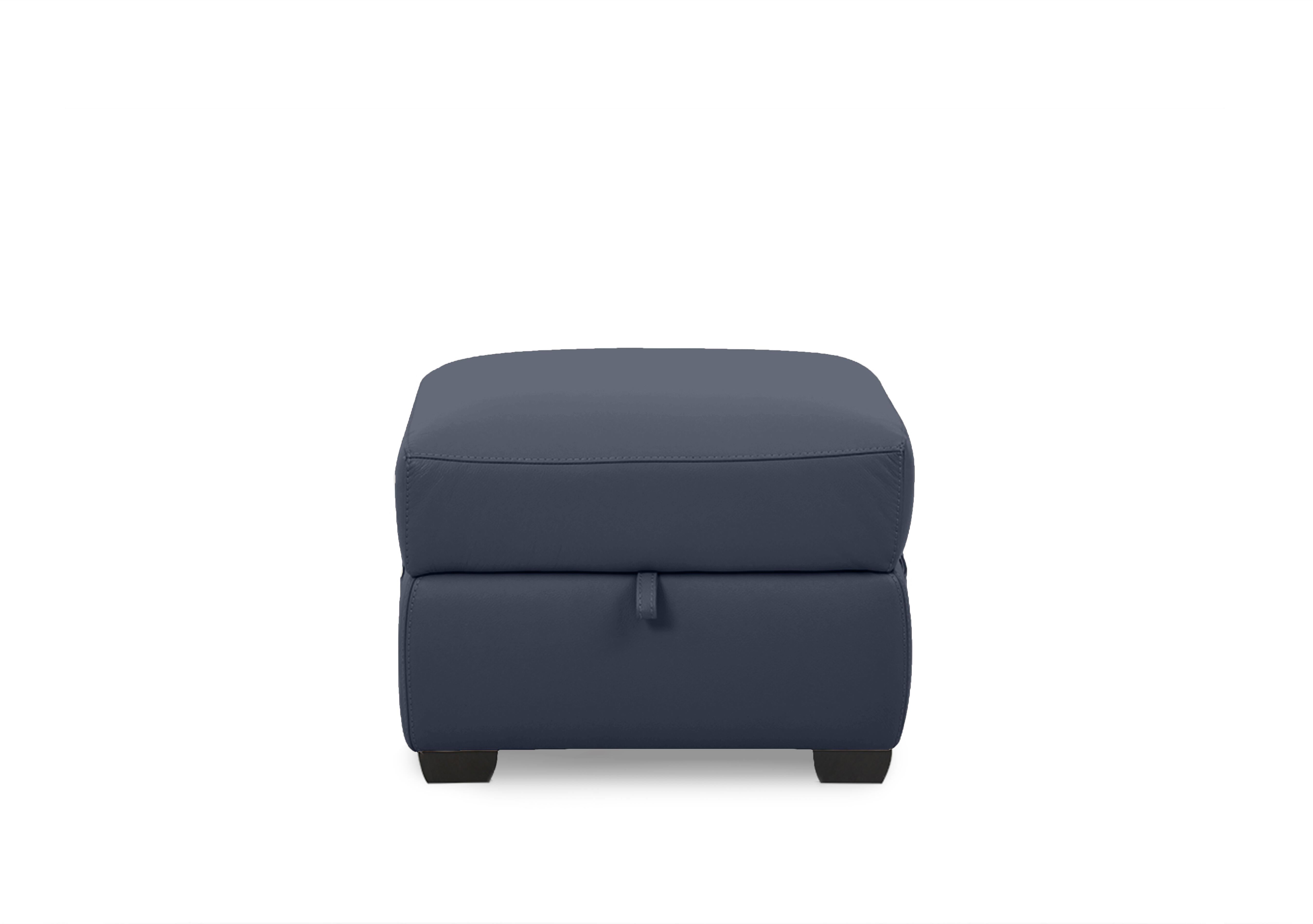Chill Leather Storage Footstool in Bv-313e Ocean Blue on Furniture Village