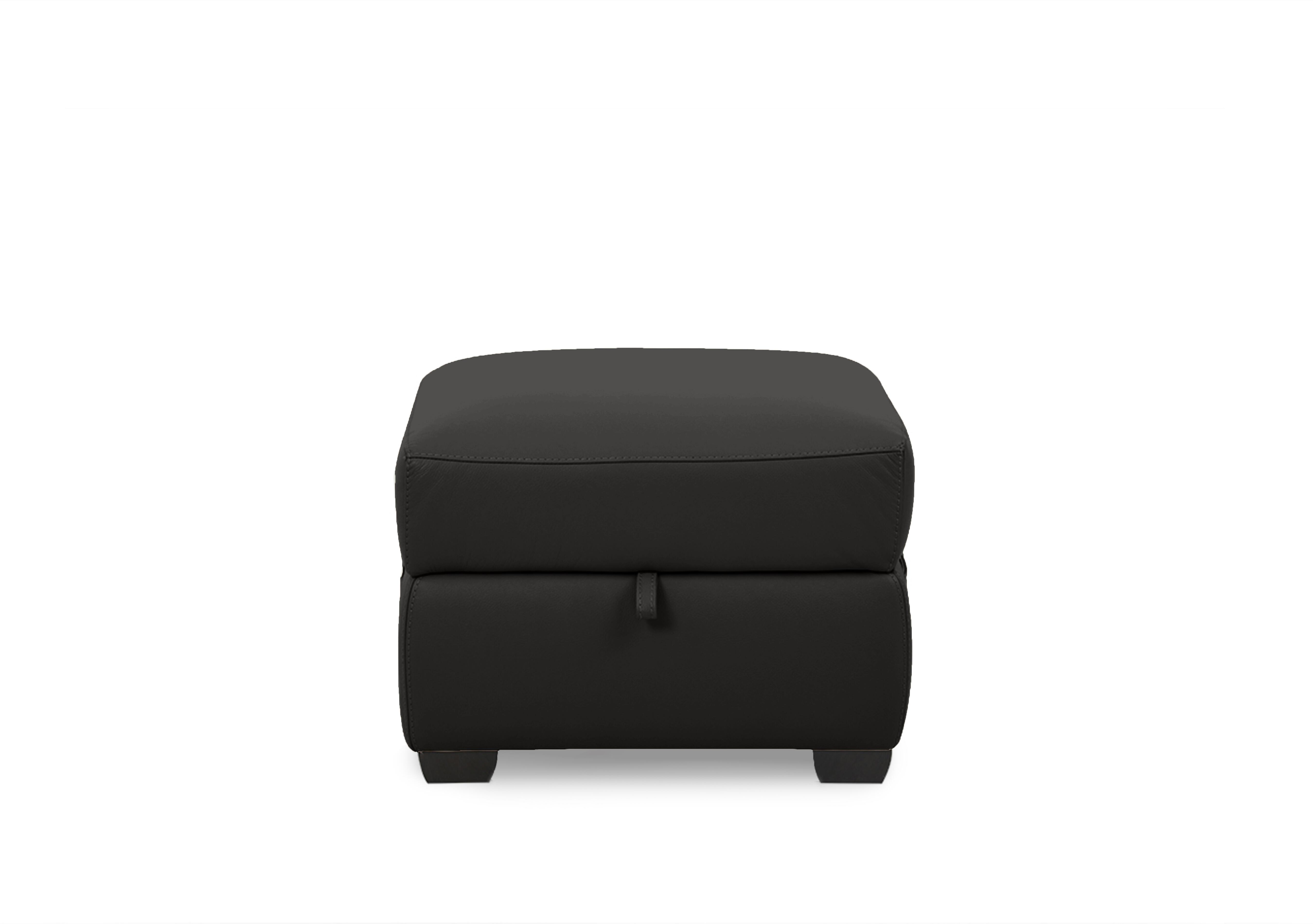 Chill Leather Storage Footstool in Bv-3500 Classic Black on Furniture Village