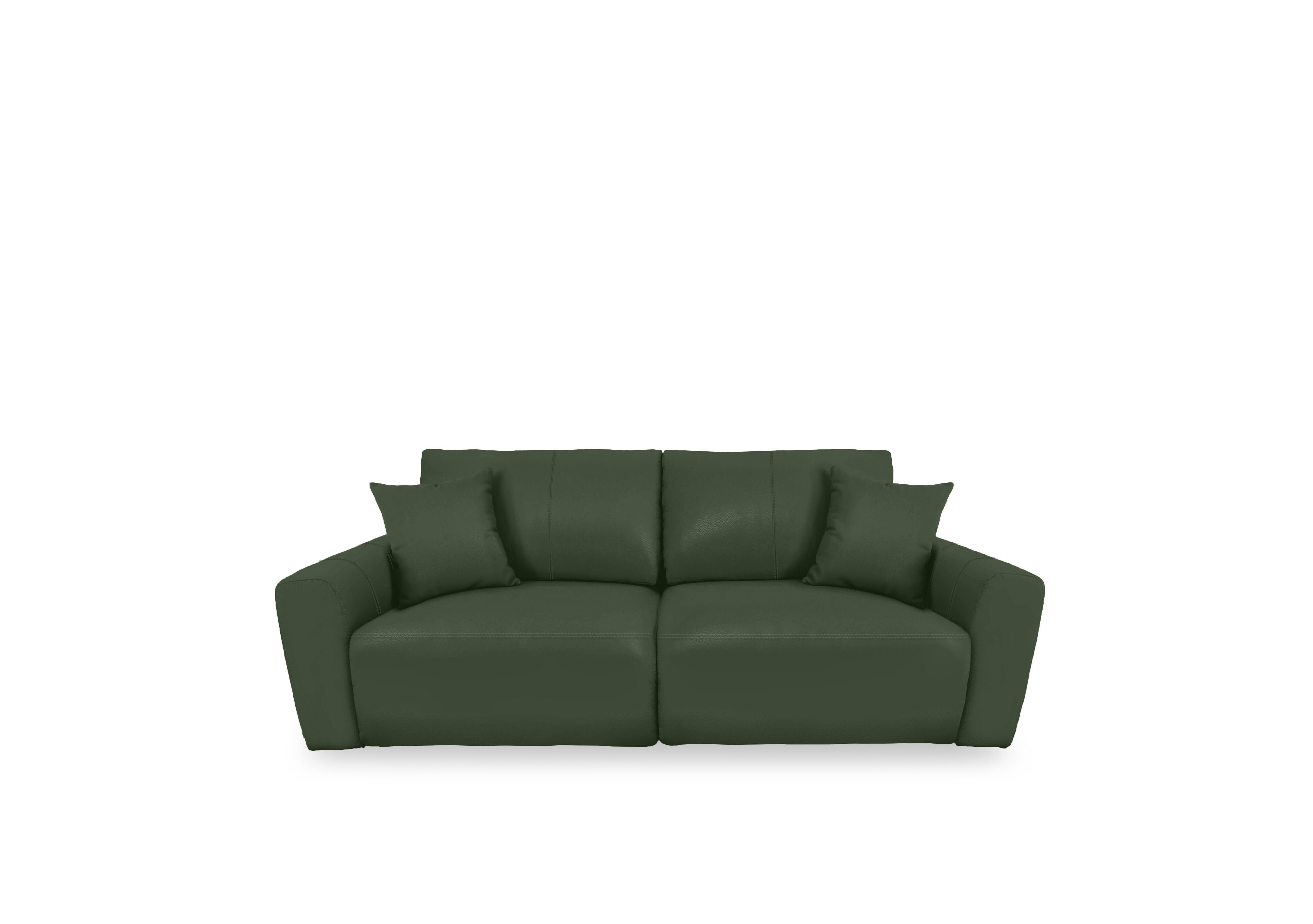 Gemini Leather 2 Seater Power Glider Sofa in Nc-371e Chive Green on Furniture Village