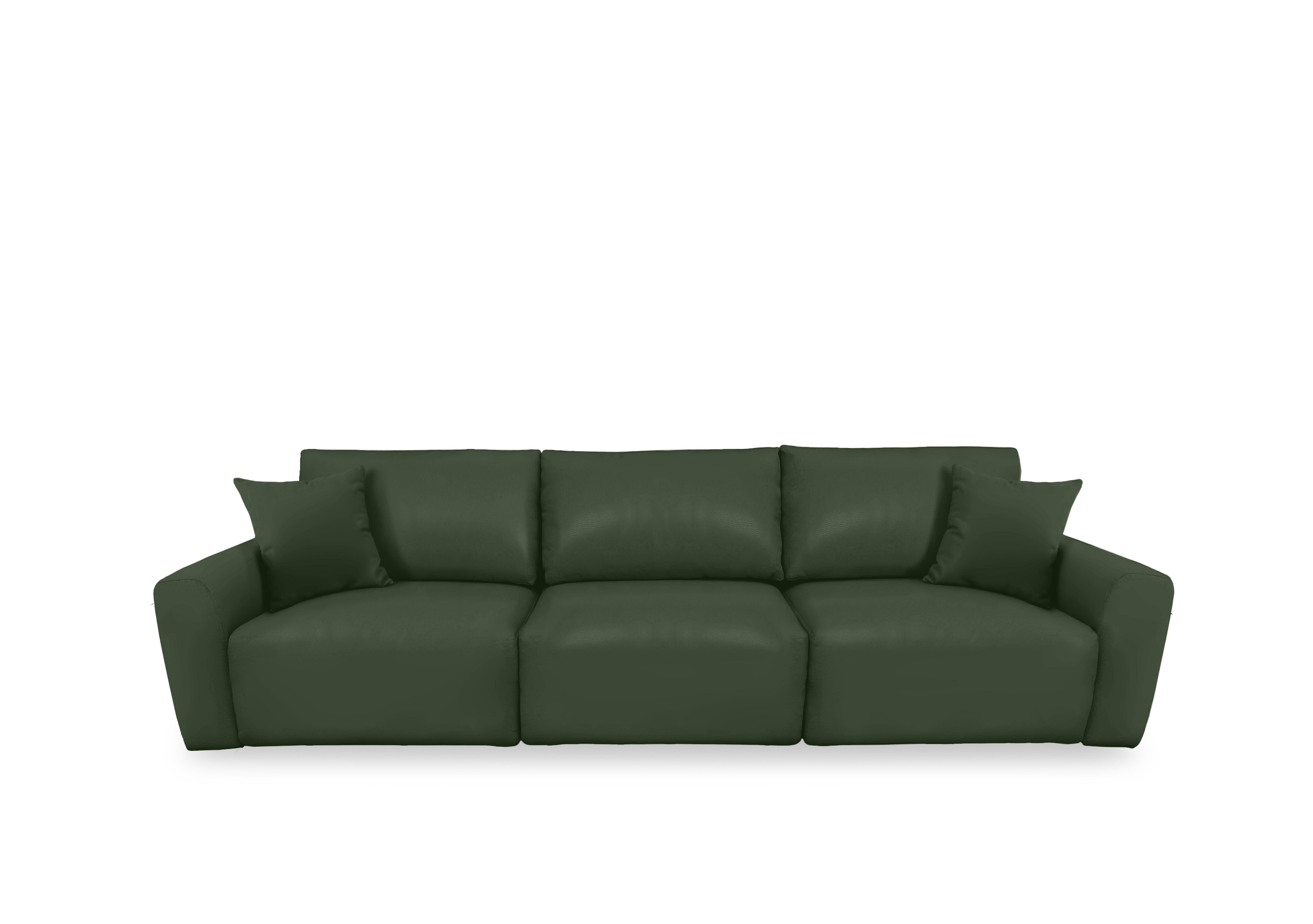 Gemini Leather 3 Seater Power Glider Sofa in Nc-371e Chive Green on Furniture Village