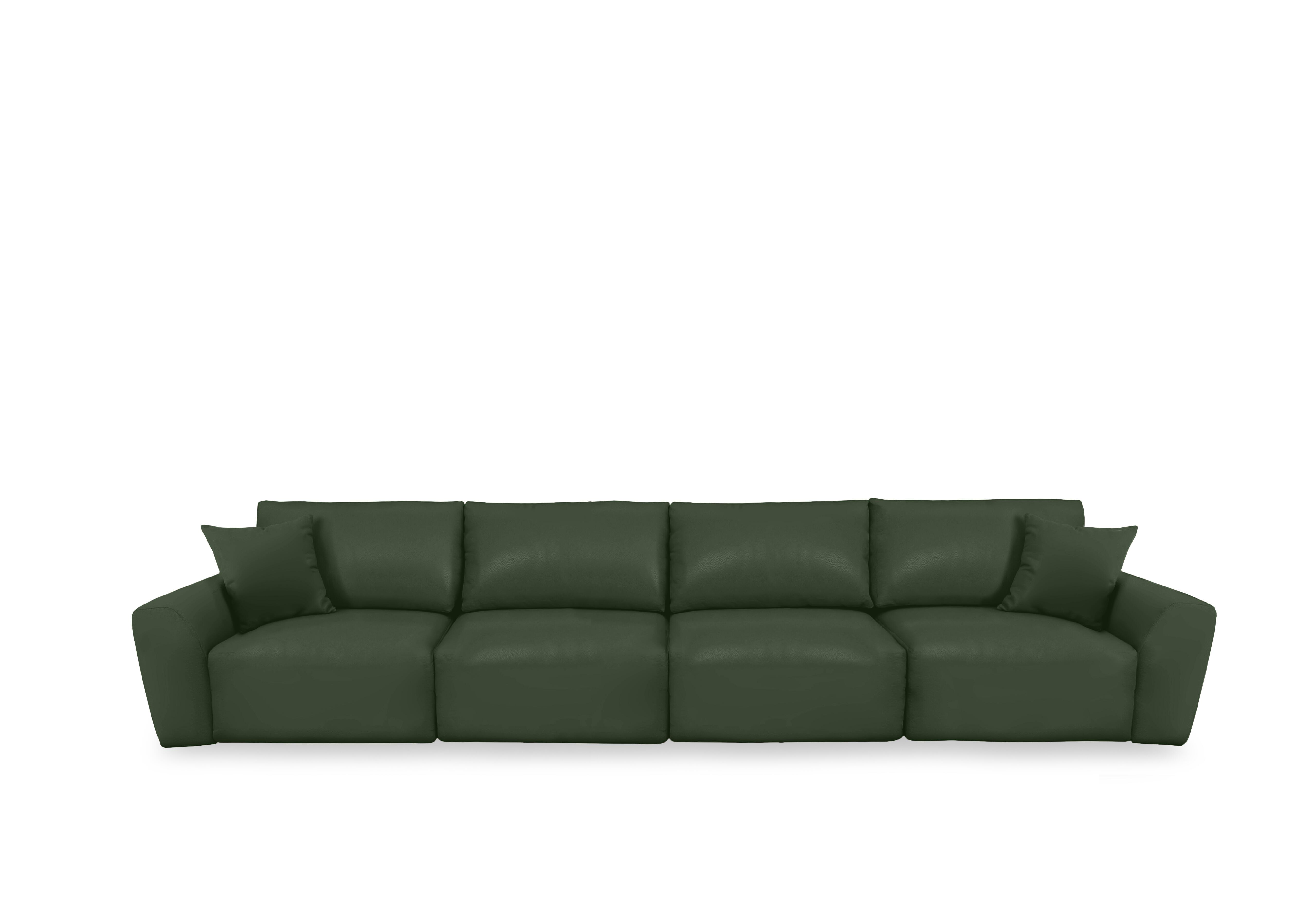 Gemini Leather 4 Seater Power Glider Sofa in Nc-371e Chive Green on Furniture Village