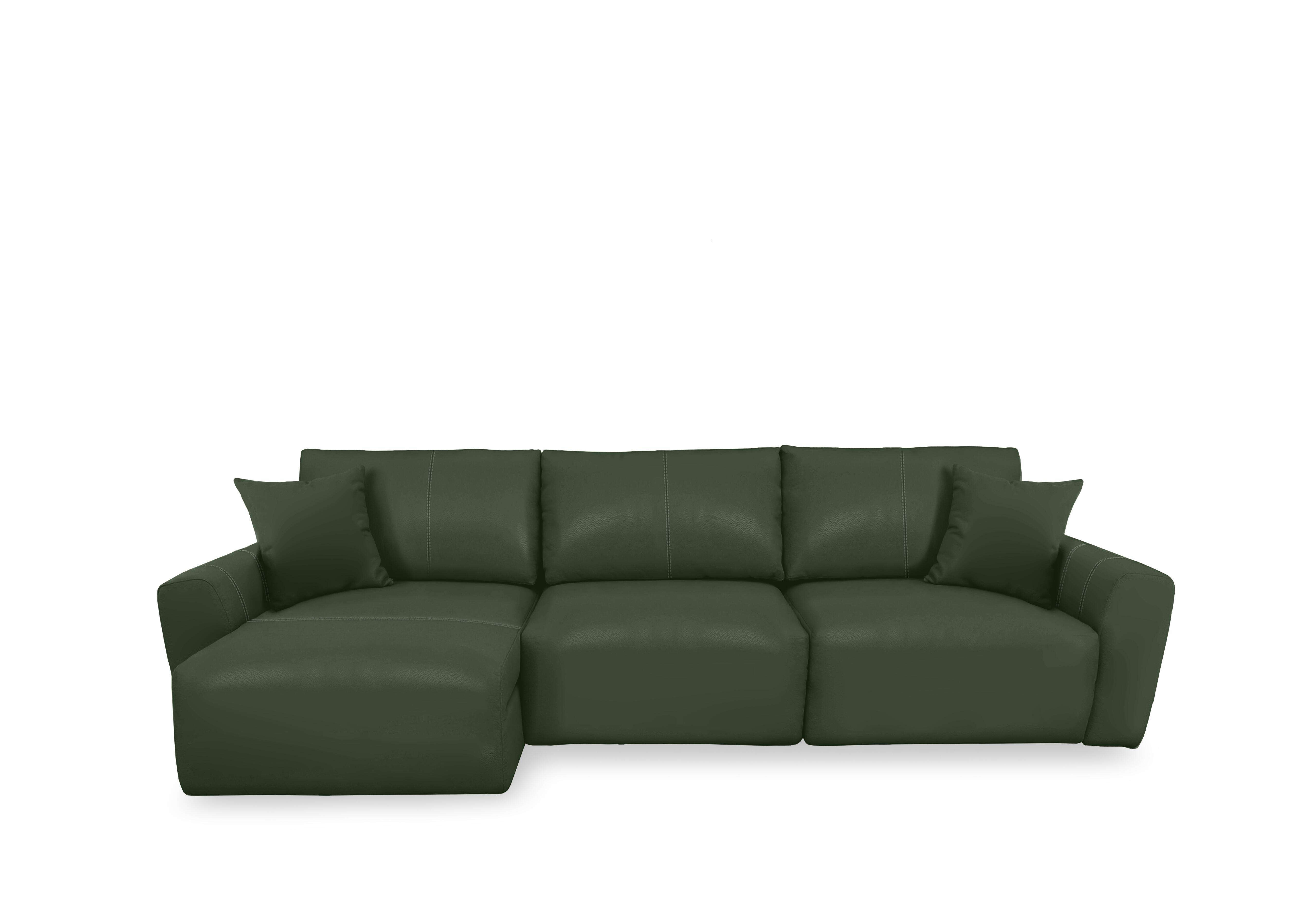 Gemini Leather 3 Seater Power Glider Sofa with Chaise Storage in Nc-371e Chive Green on Furniture Village