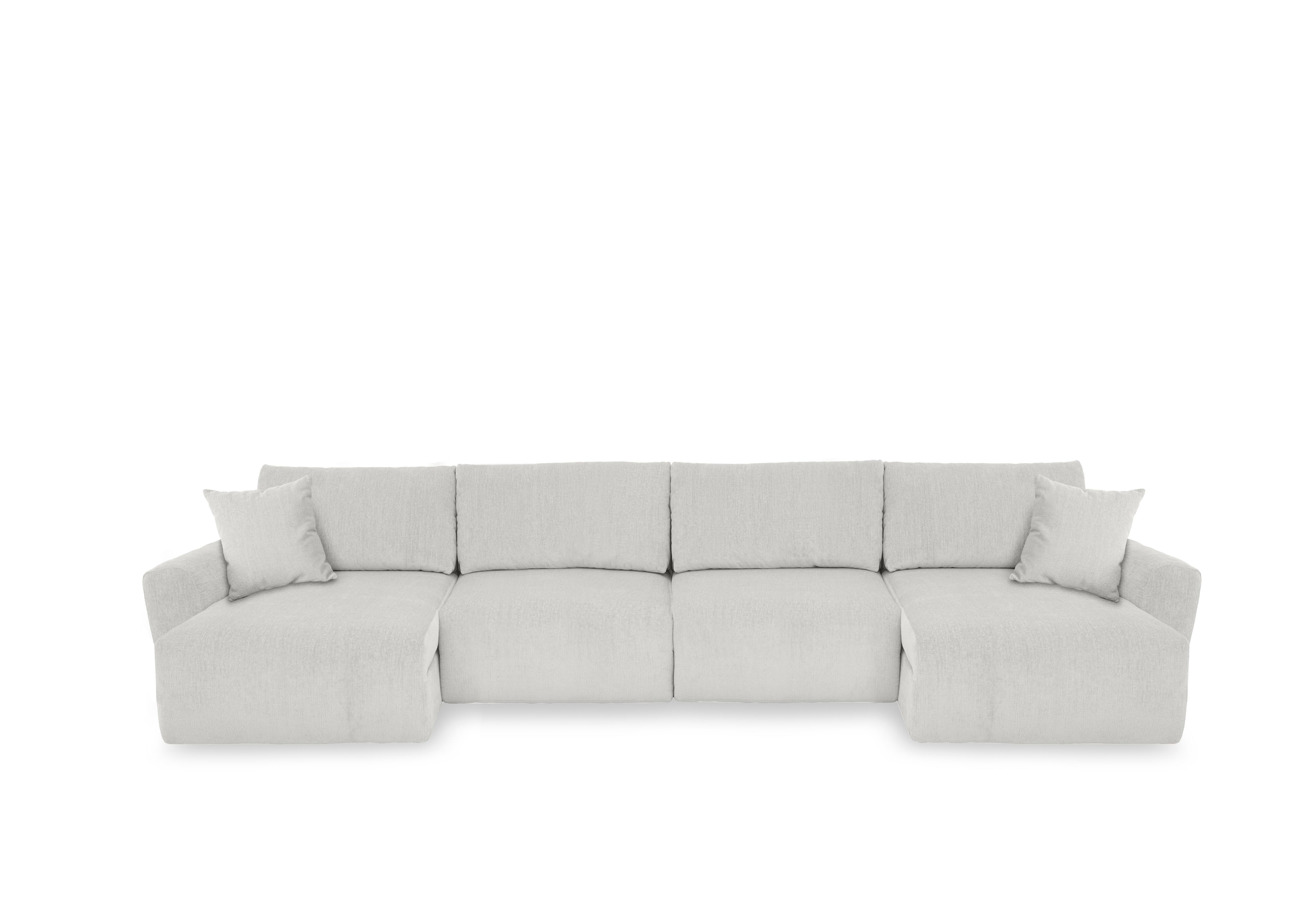 Gemini Fabric U-Shaped Power Glider Sofa with Double Storage Chaises in Fab-Crn-R104 Mist on Furniture Village
