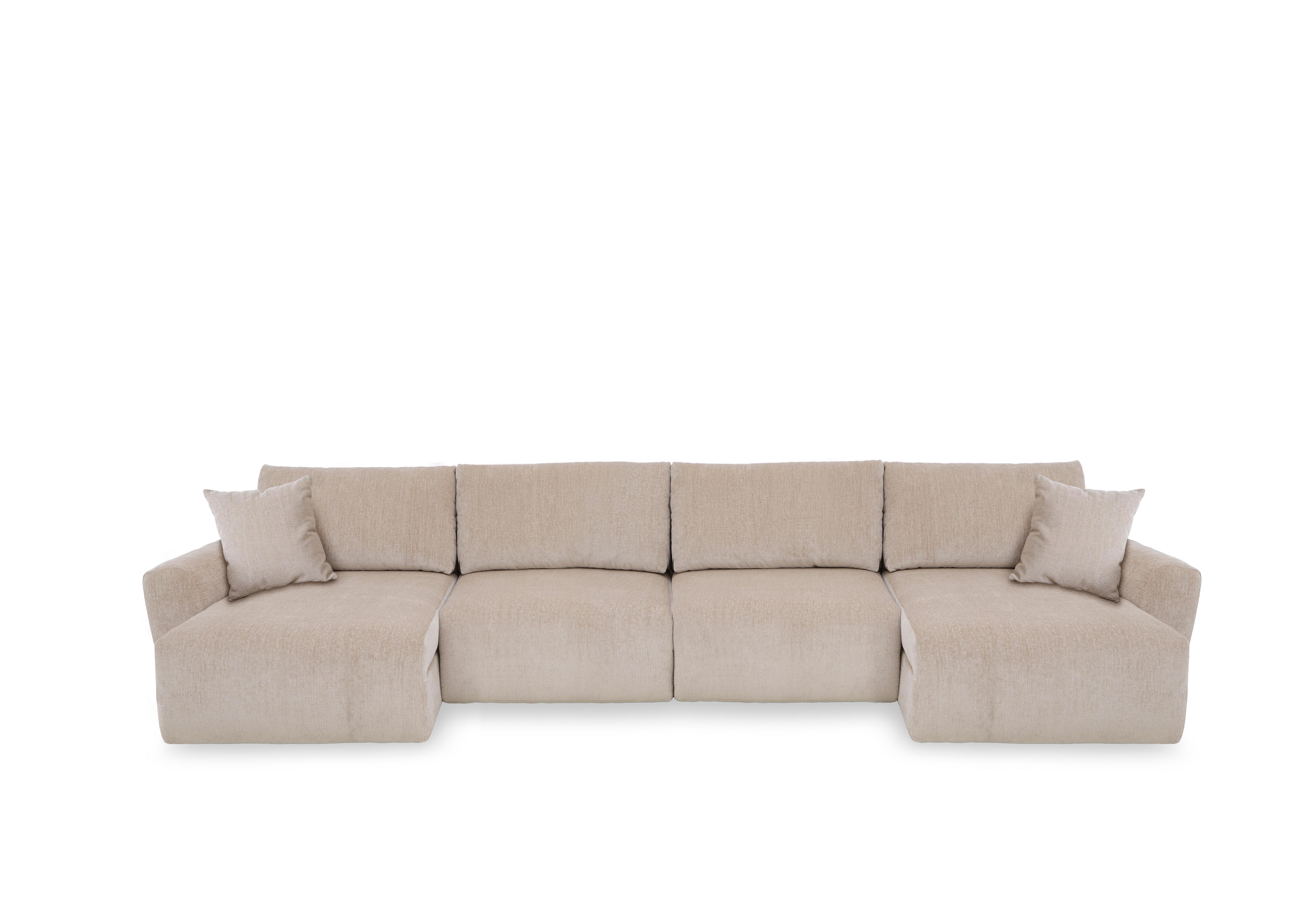 Gemini Fabric U-Shaped Remote Control Power Glider Sofa with Double Storage Chaises in Fab-Crn-R120 Beige on Furniture Village