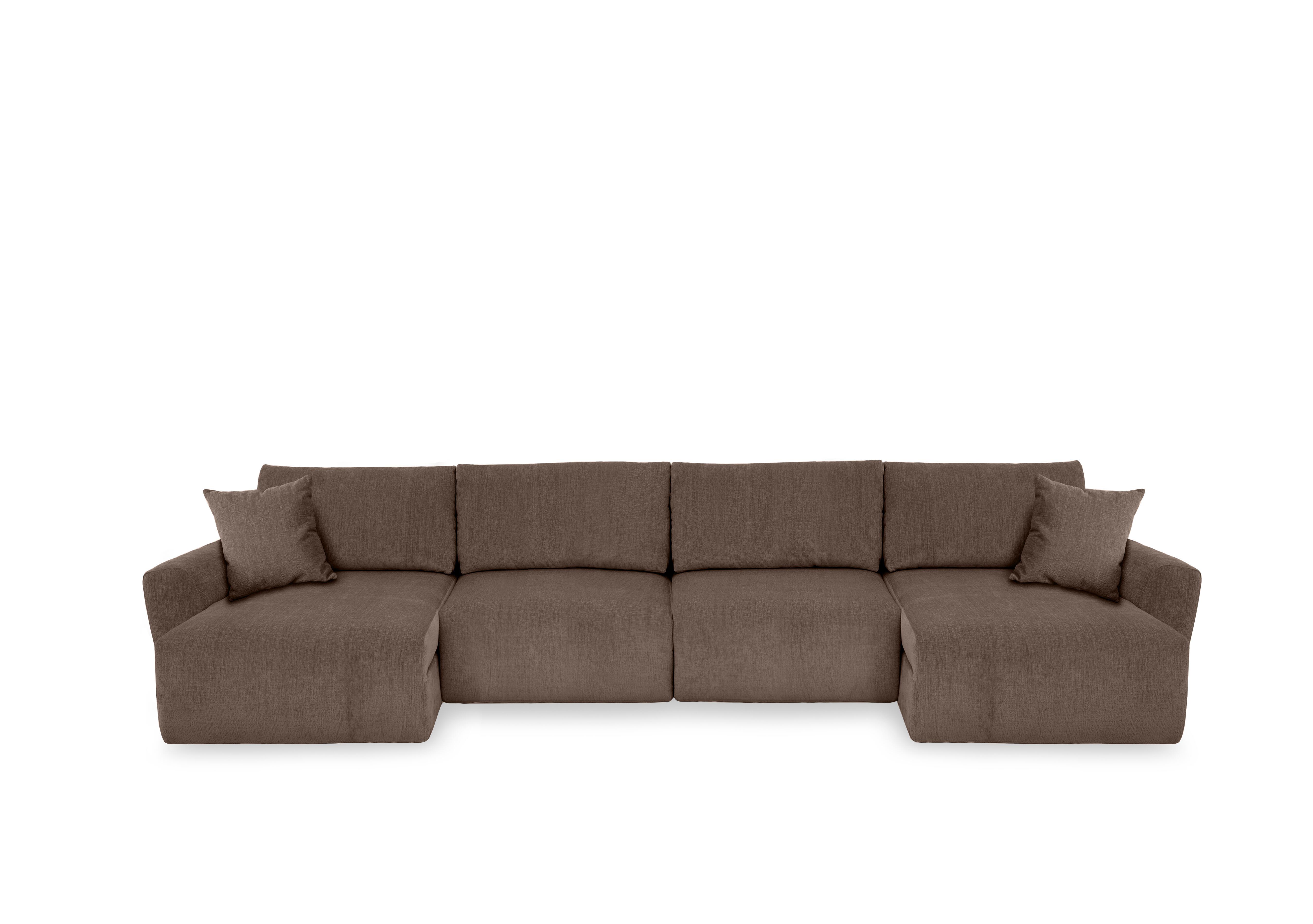 Gemini Fabric U-Shaped Power Glider Sofa with Double Storage Chaises in Fab-Crn-R431 Brown on Furniture Village