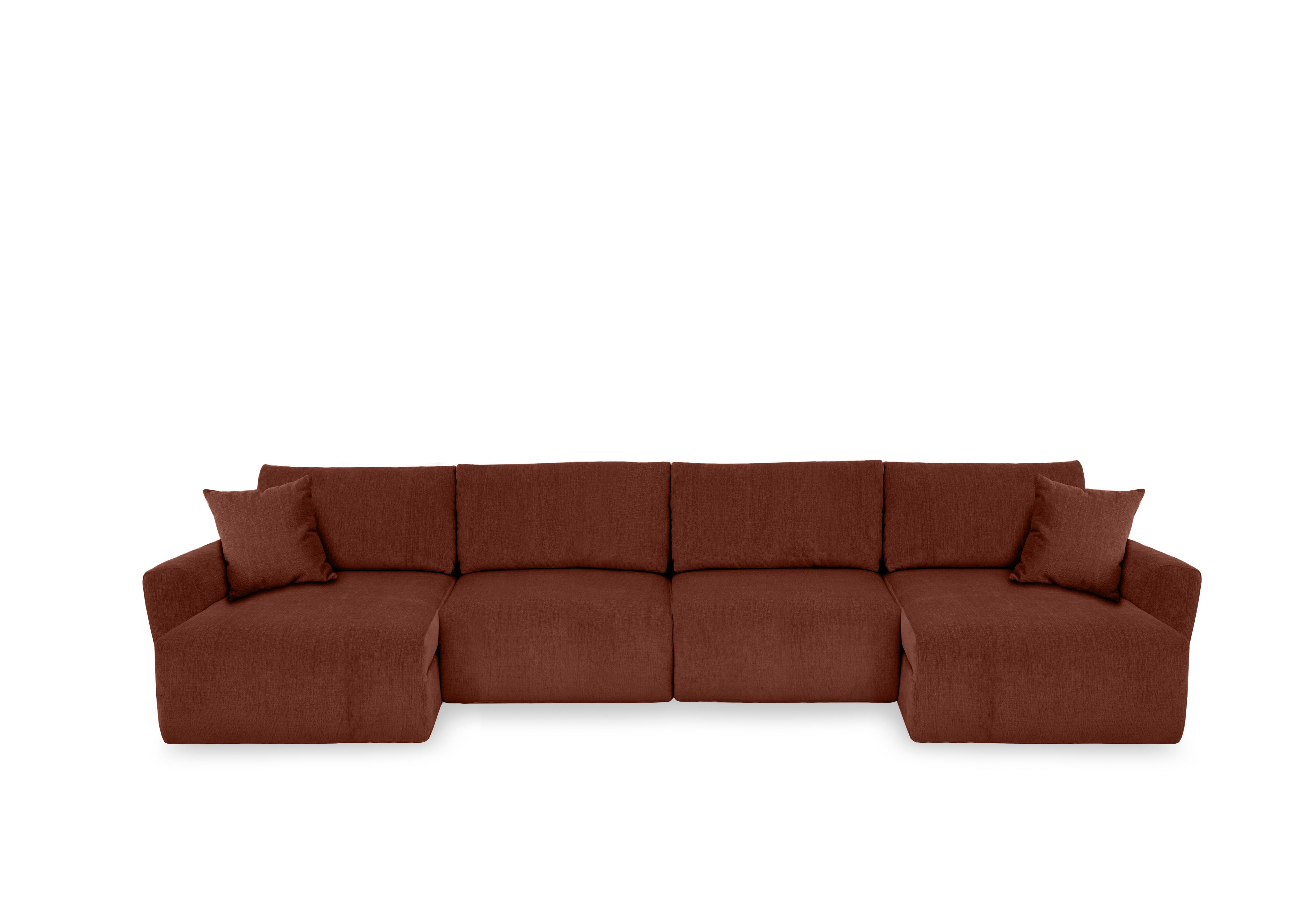 Gemini Fabric U-Shaped Power Glider Sofa with Double Storage Chaises in Fab-Crn-R500 Caramel on Furniture Village
