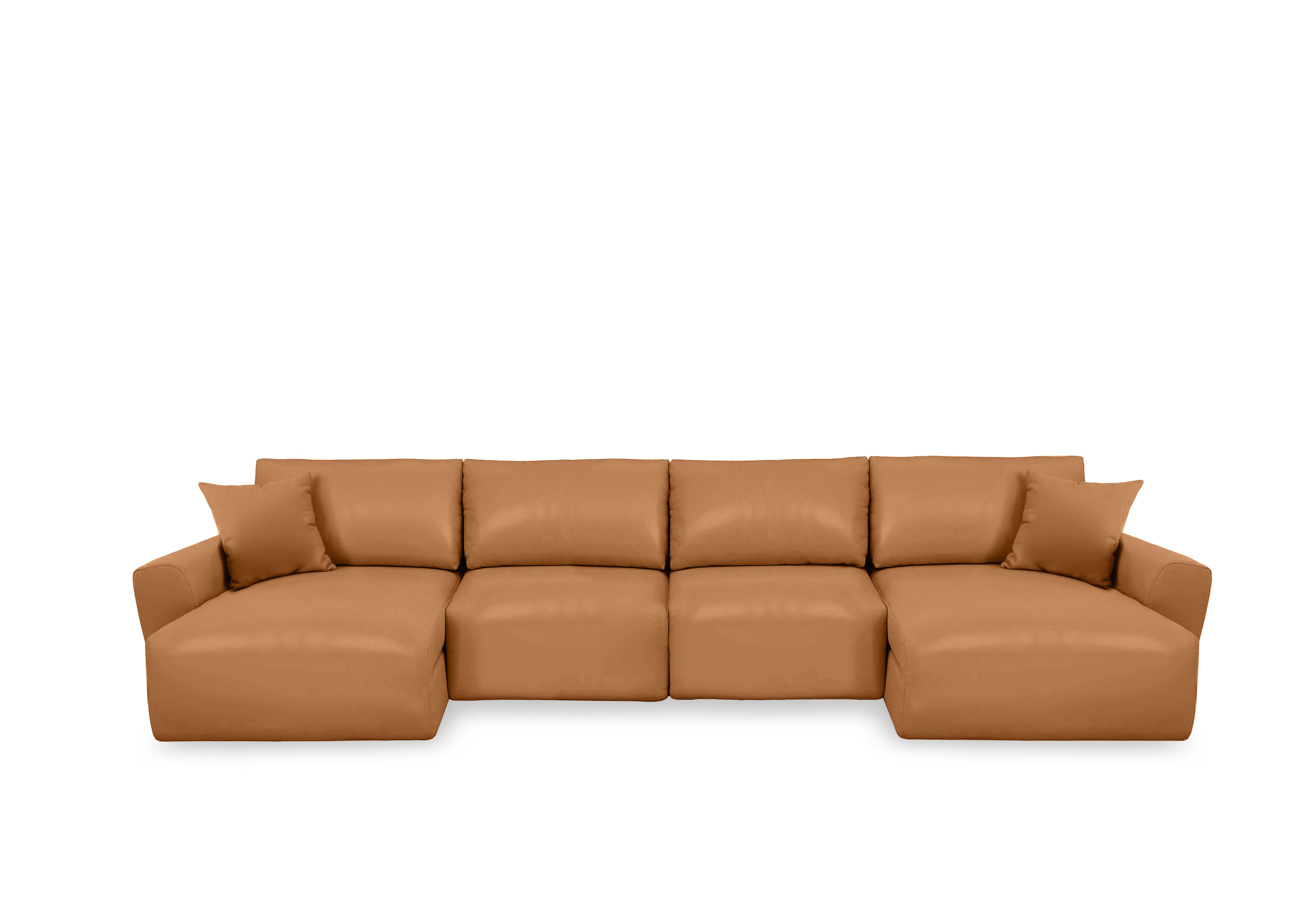 Gemini Leather U-Shaped Power Glider Sofa with Double Storage Chaises in Nc-335e Honey Yellow on Furniture Village