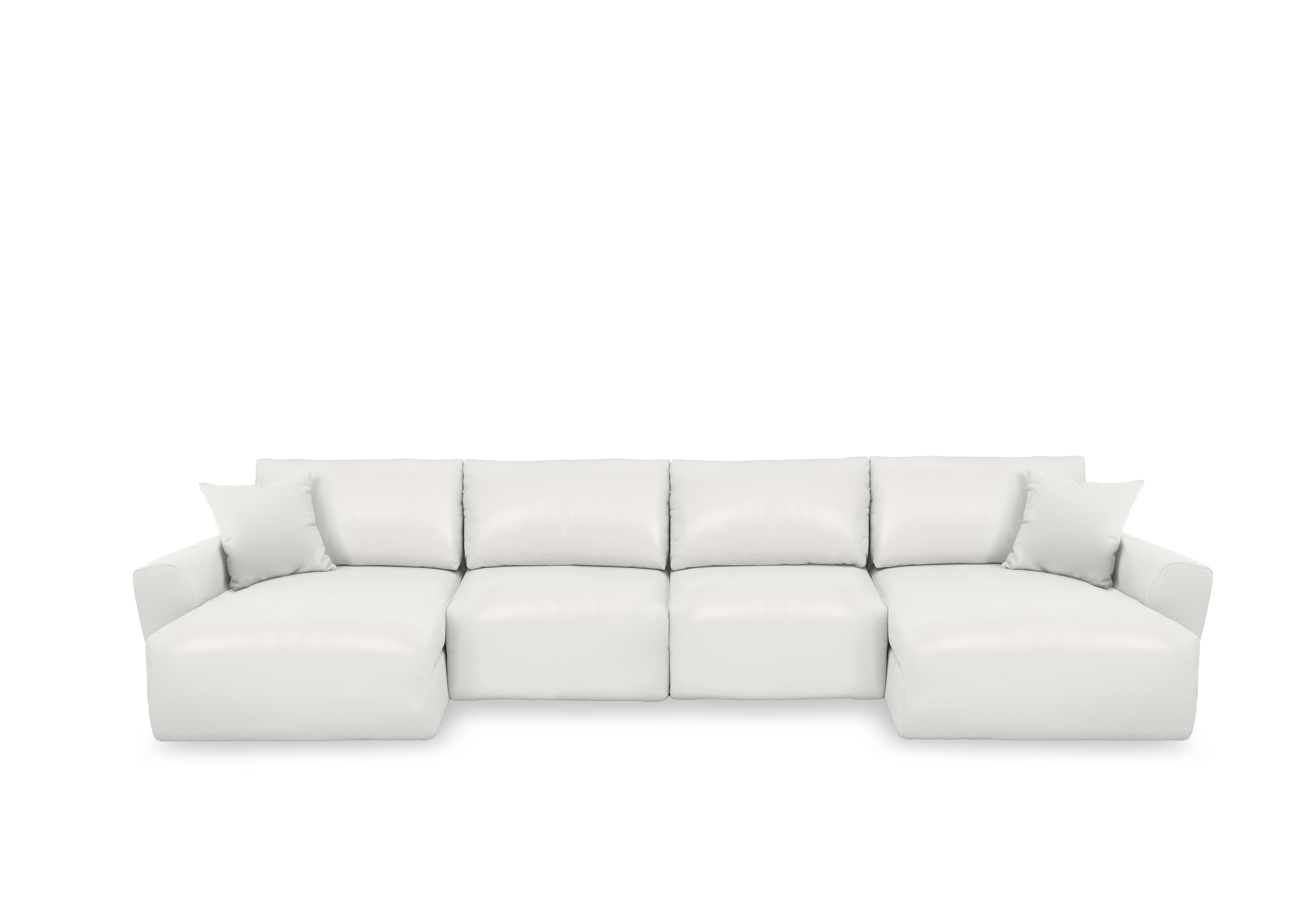 Gemini Leather U-Shaped Remote Control Power Glider Sofa with Double Storage Chaises in Nc-744d Star White on Furniture Village