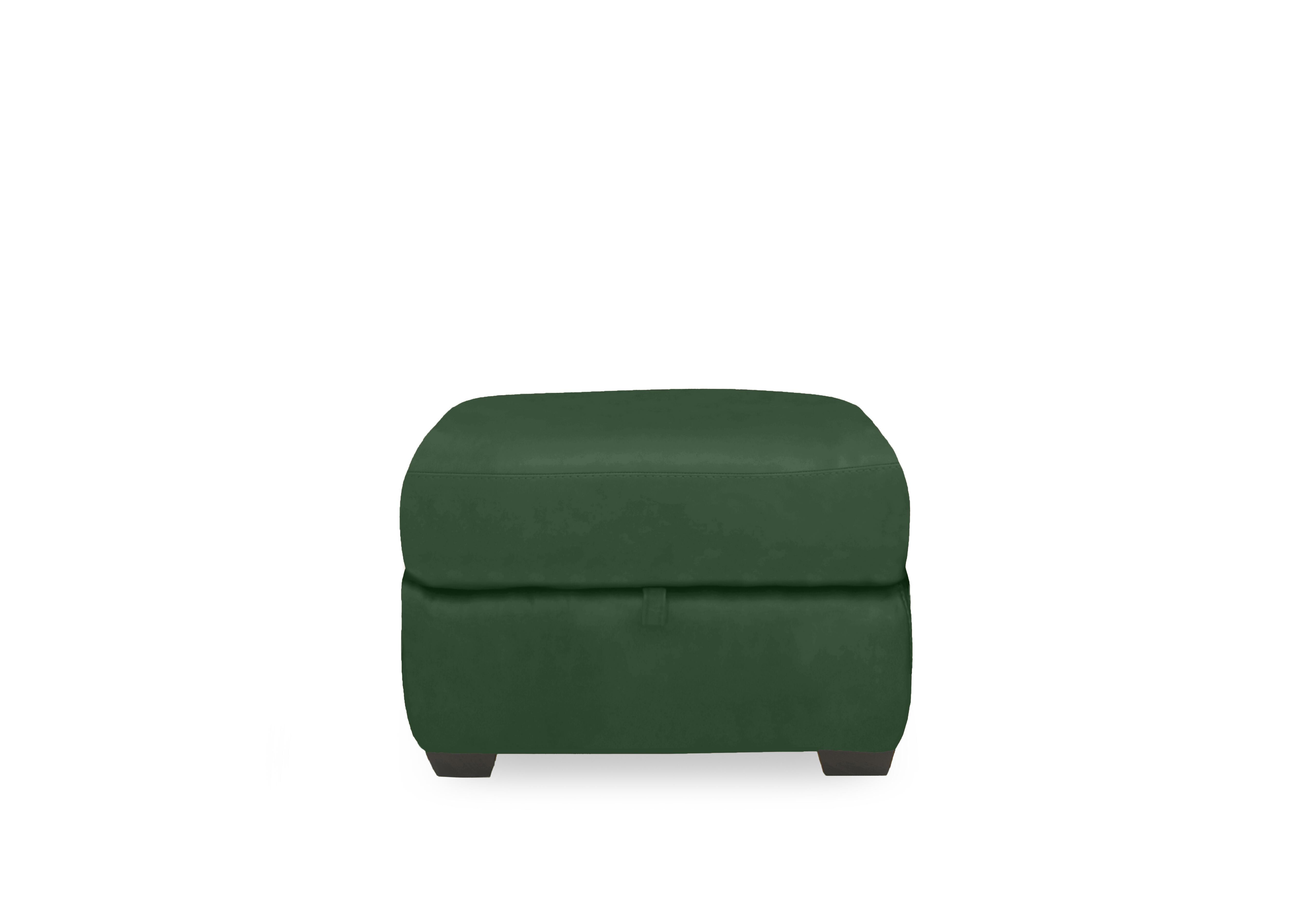 Gemini Leather Storage Footstool in Nc-371e Chive Green on Furniture Village