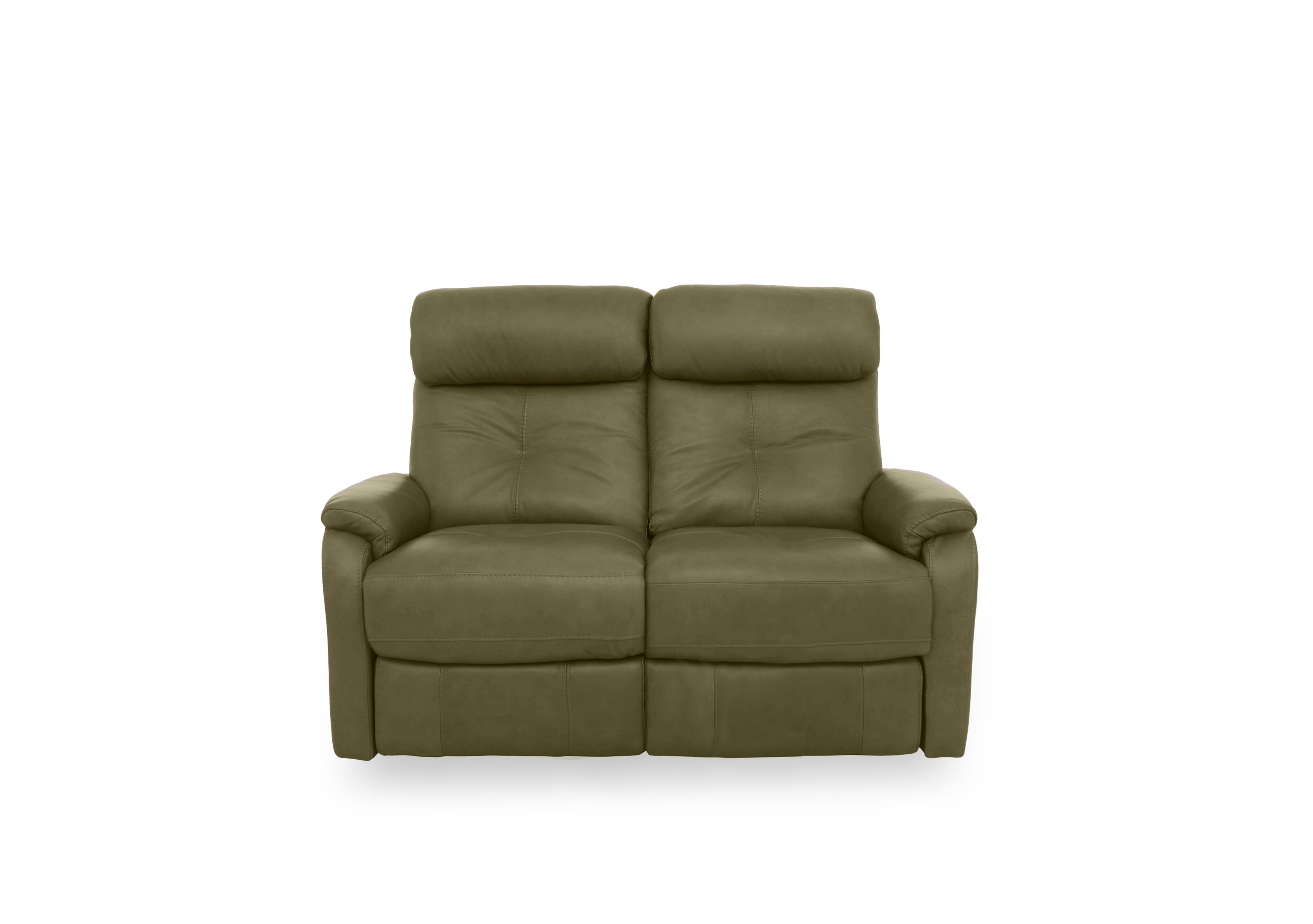 Compact Collection Titch Leather 2 Seater Sofa in Ca-699e Olive Green on Furniture Village