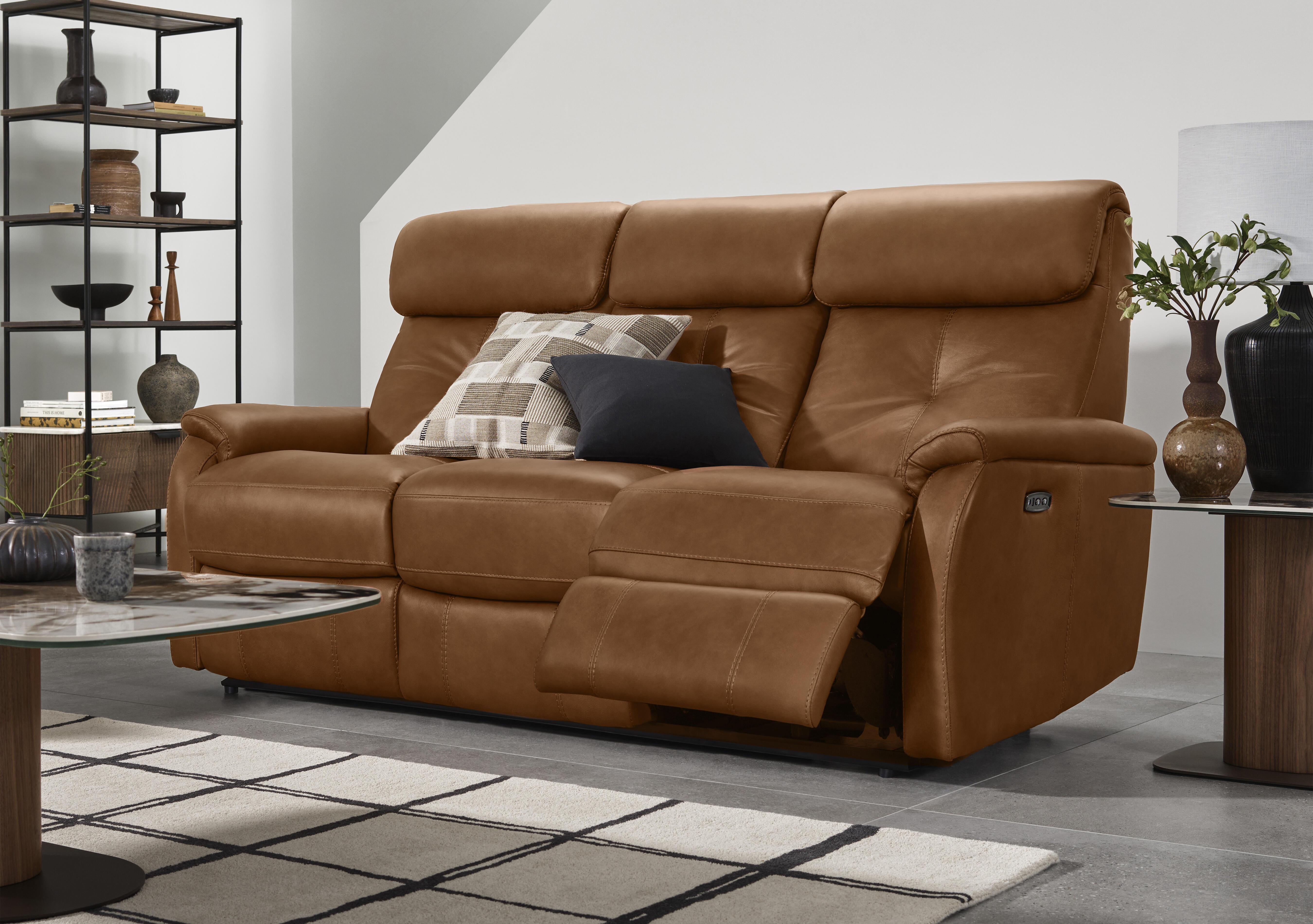 Compact Collection Titch Leather 3 Seater Sofa in  on Furniture Village