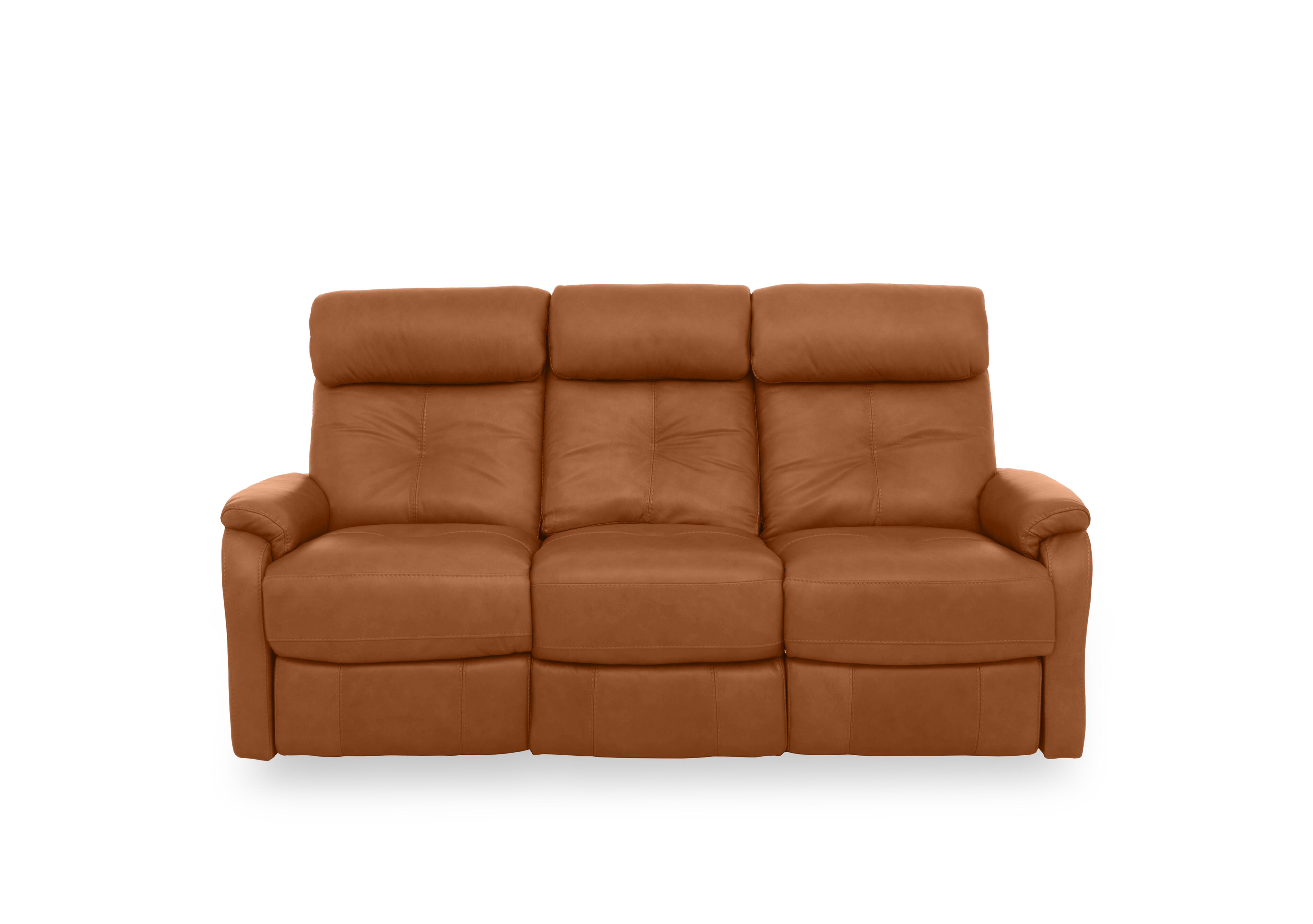 Compact Collection Titch Leather 3 Seater Sofa in Ca-698e Saddle Brown on Furniture Village