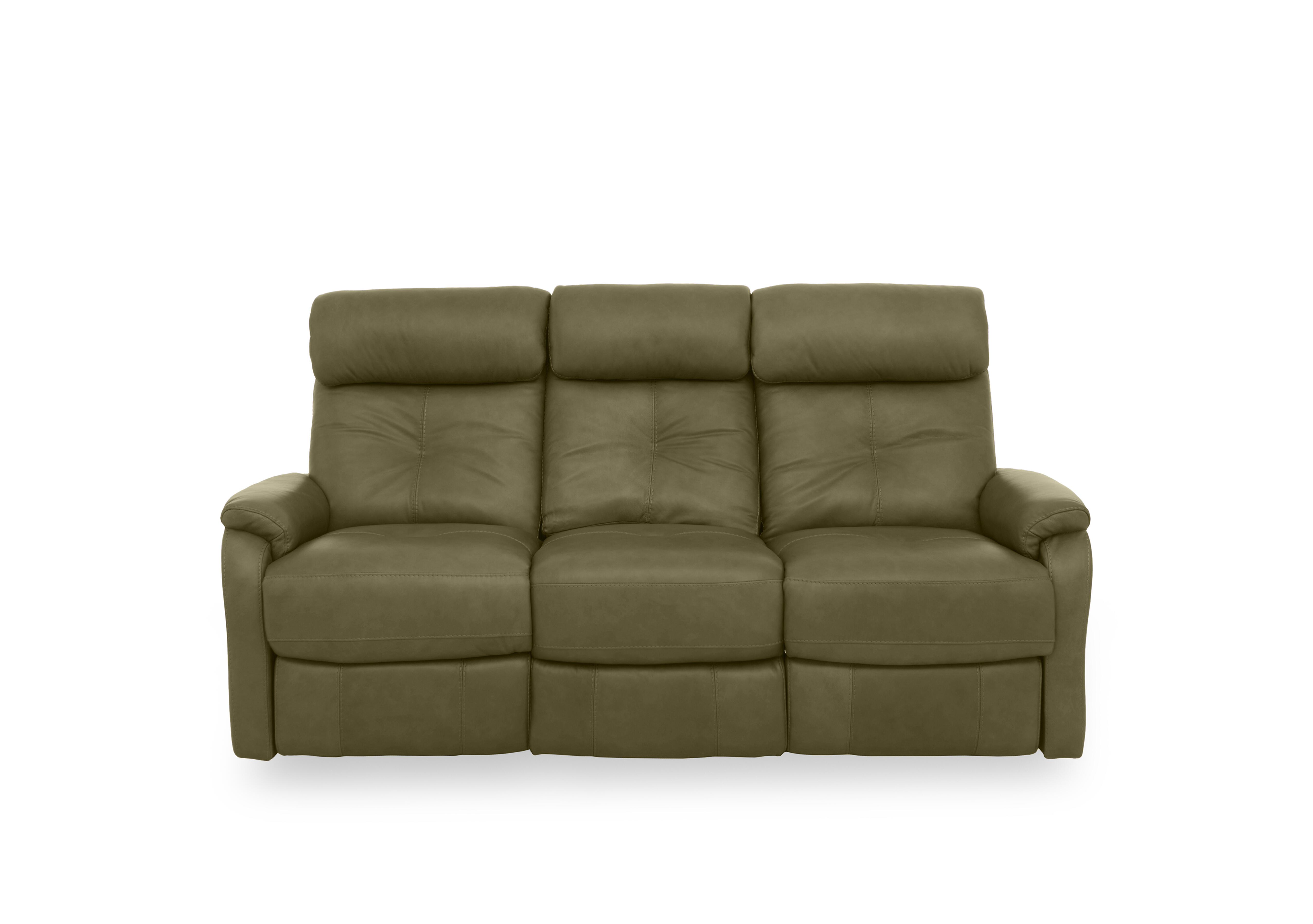 Compact Collection Titch Leather 3 Seater Sofa in Ca-699e Olive Green on Furniture Village