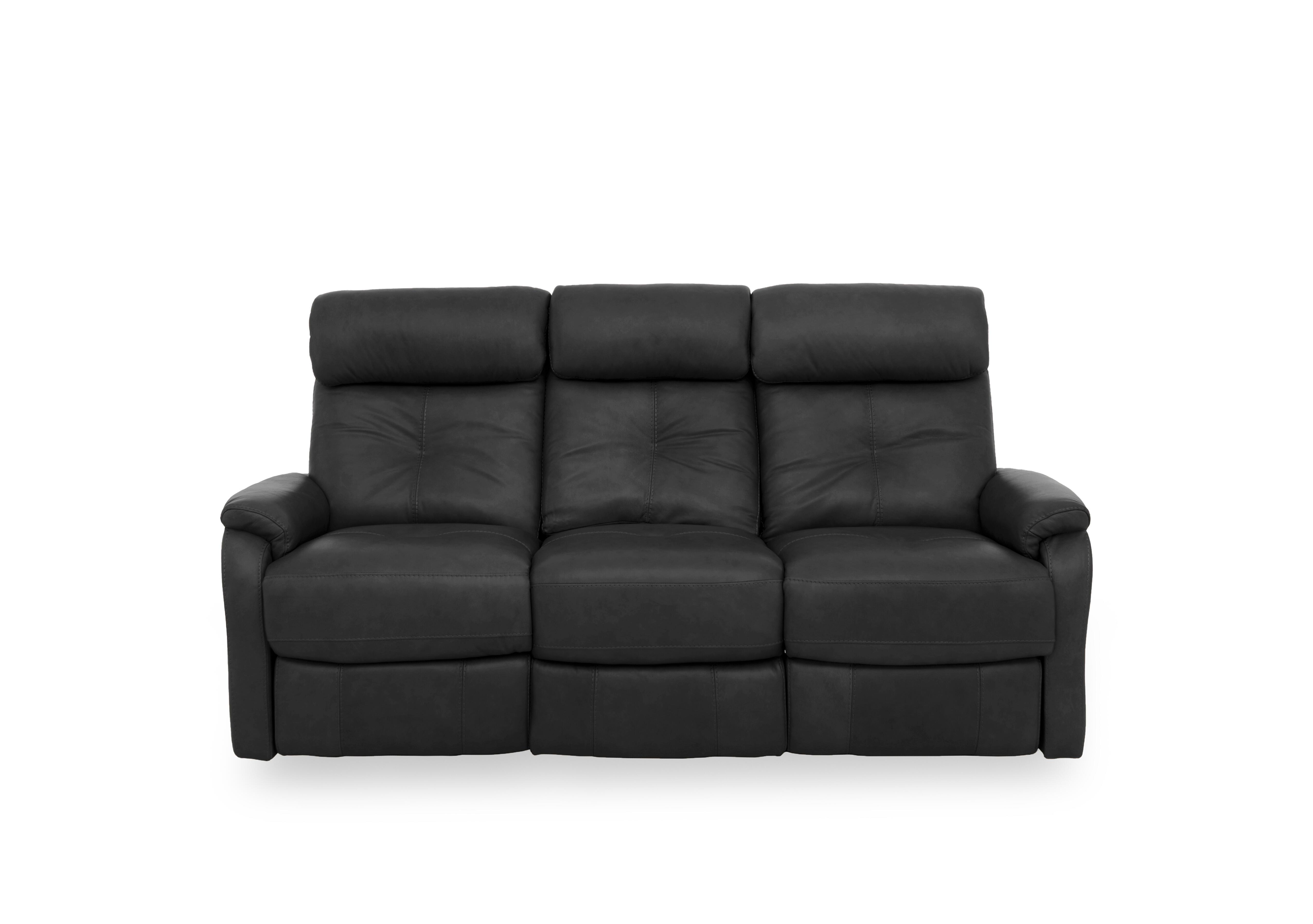 Compact Collection Titch Leather 3 Seater Sofa in Nc-023c Black on Furniture Village