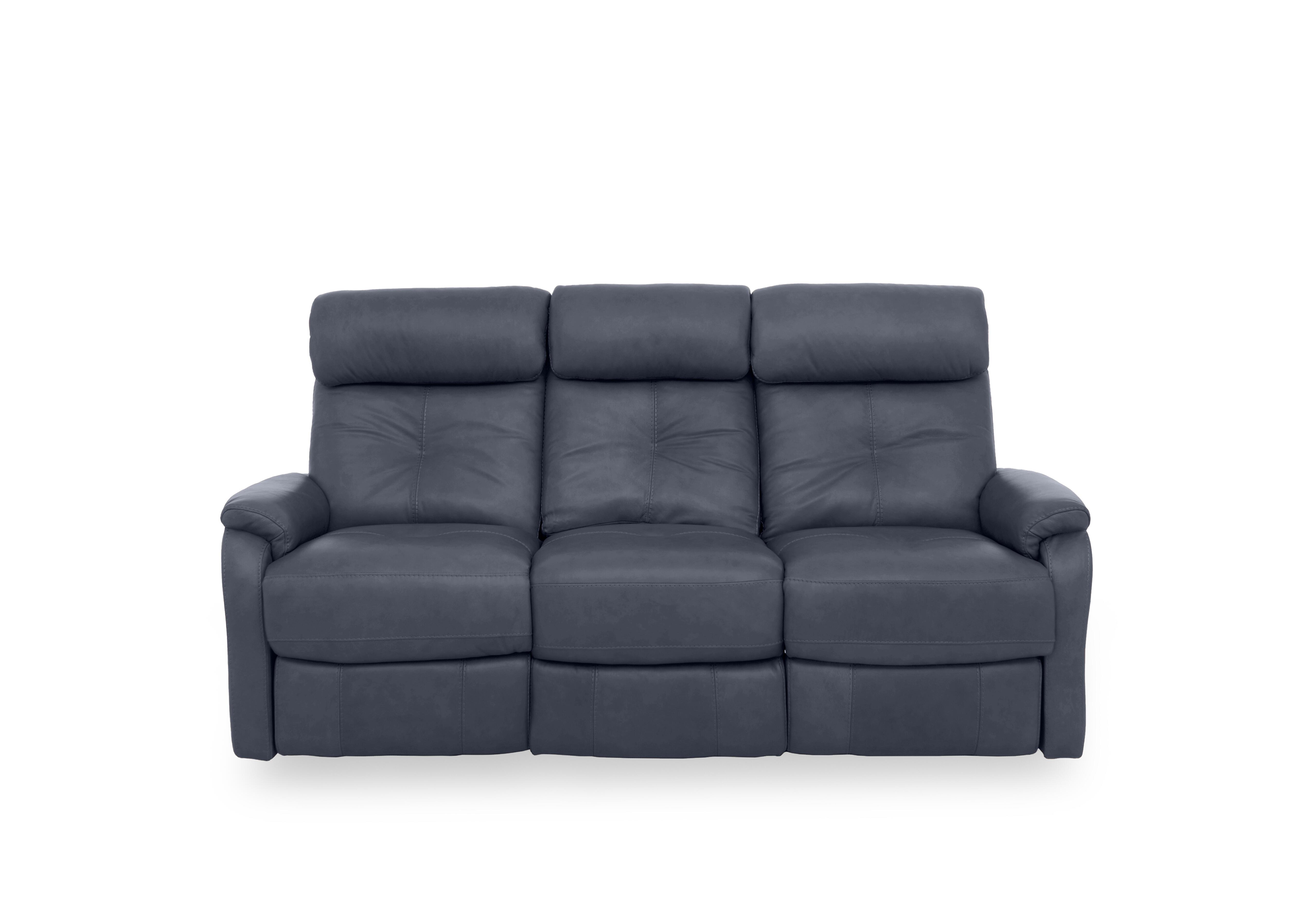 Compact Collection Titch Leather 3 Seater Sofa in Nc-313e Ocean Blue on Furniture Village