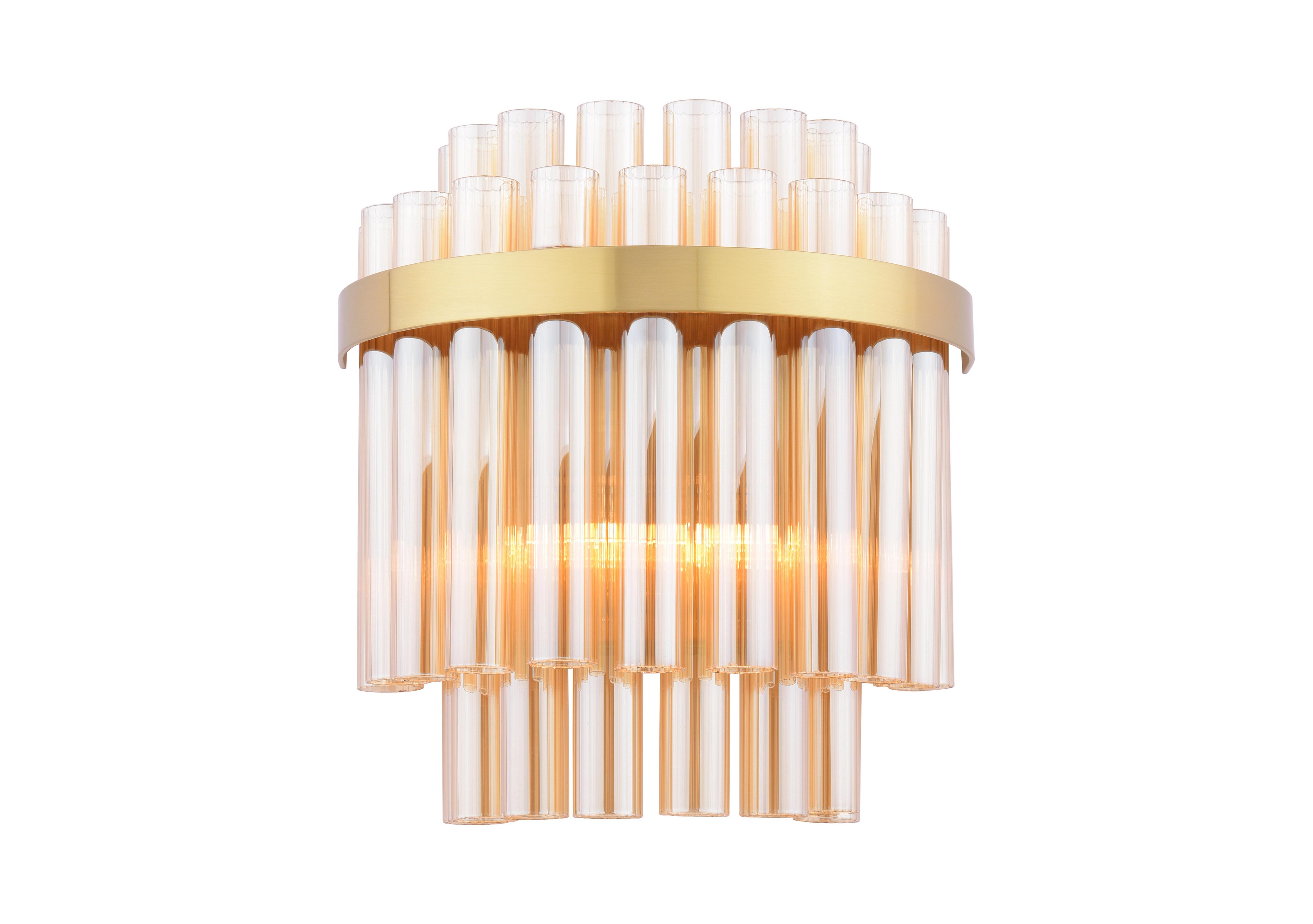 Althea 2 Light Wall Light in Brass And Champagne Glass on Furniture Village