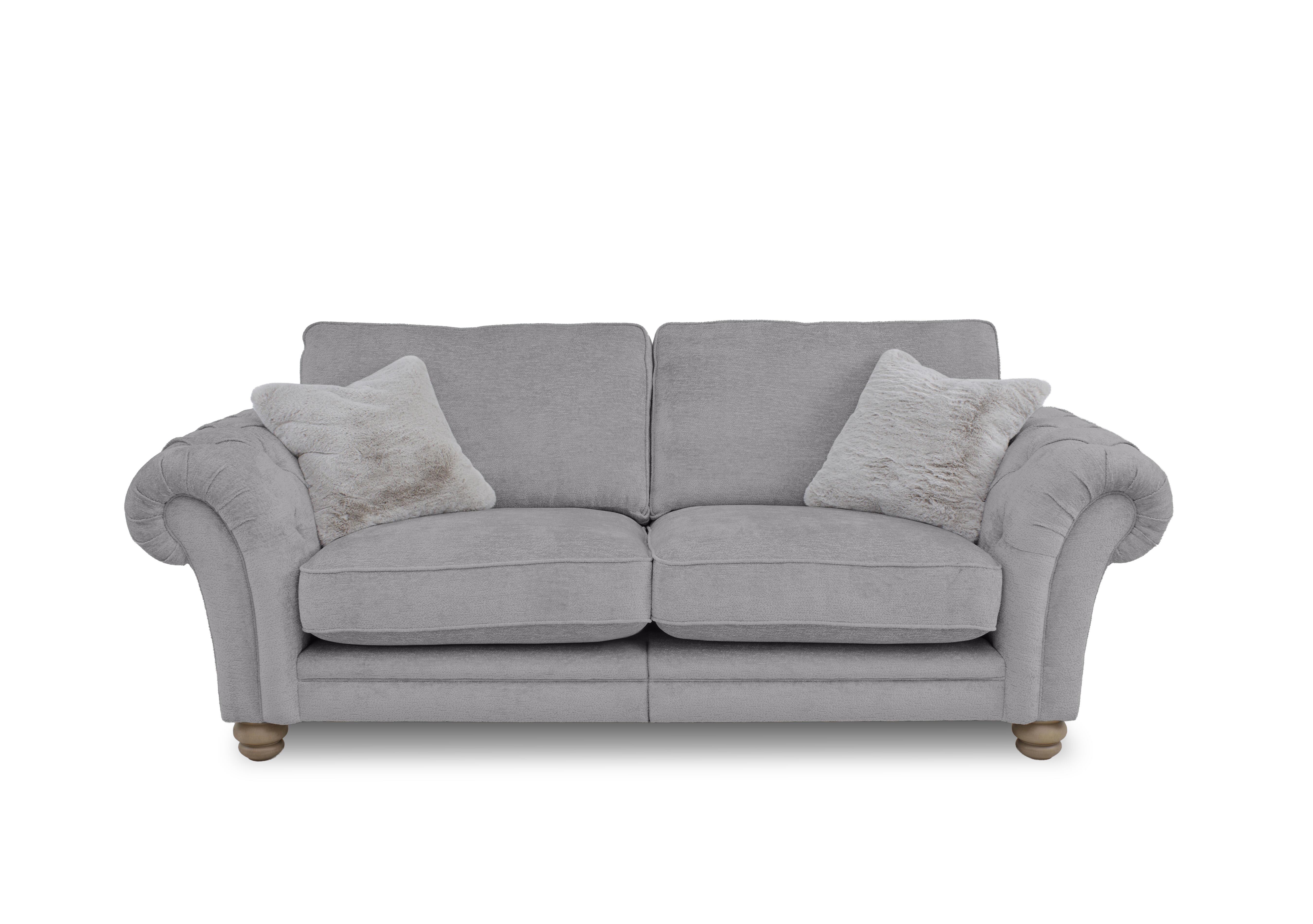 Cotswold 3 Seater Split Frame Classic Back Sofa in Darwin Silver Wo Ft on Furniture Village