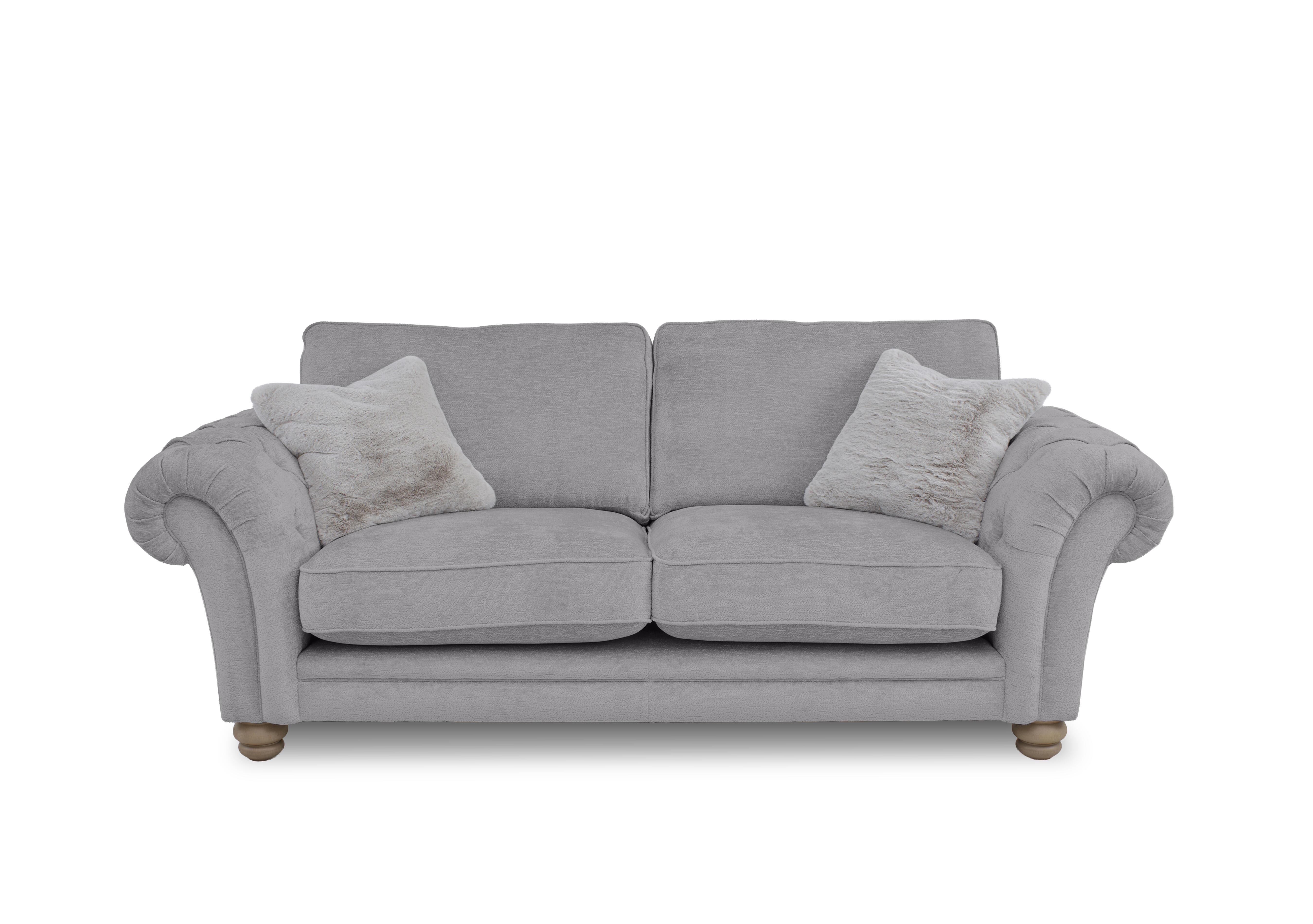 Cotswold 3 Seater Classic Back Sofa in Darwin Silver Wo Ft on Furniture Village