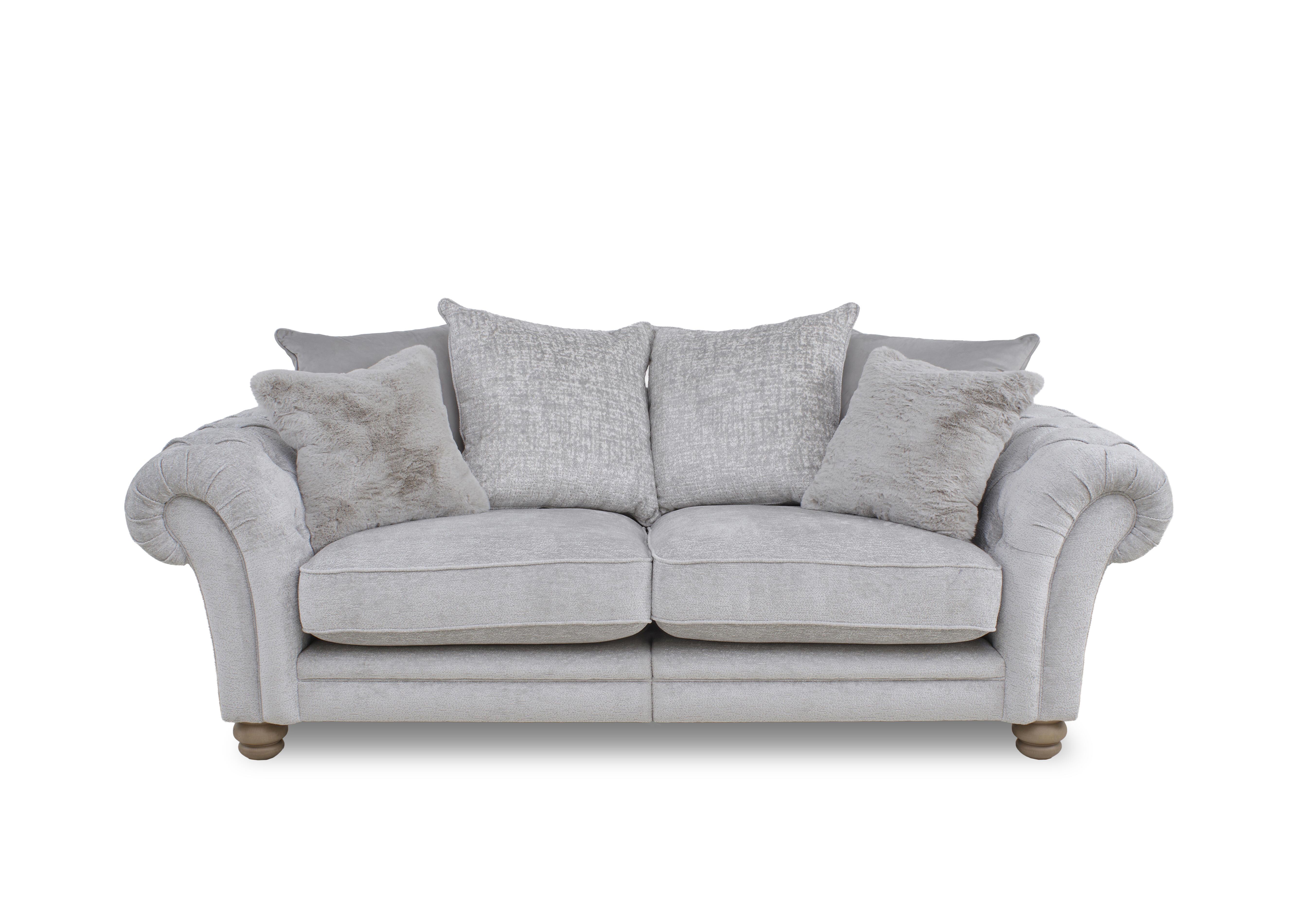 Cotswold 3 Seater Split Frame Scatter Back Sofa in Burford Platinum Wo Ft on Furniture Village