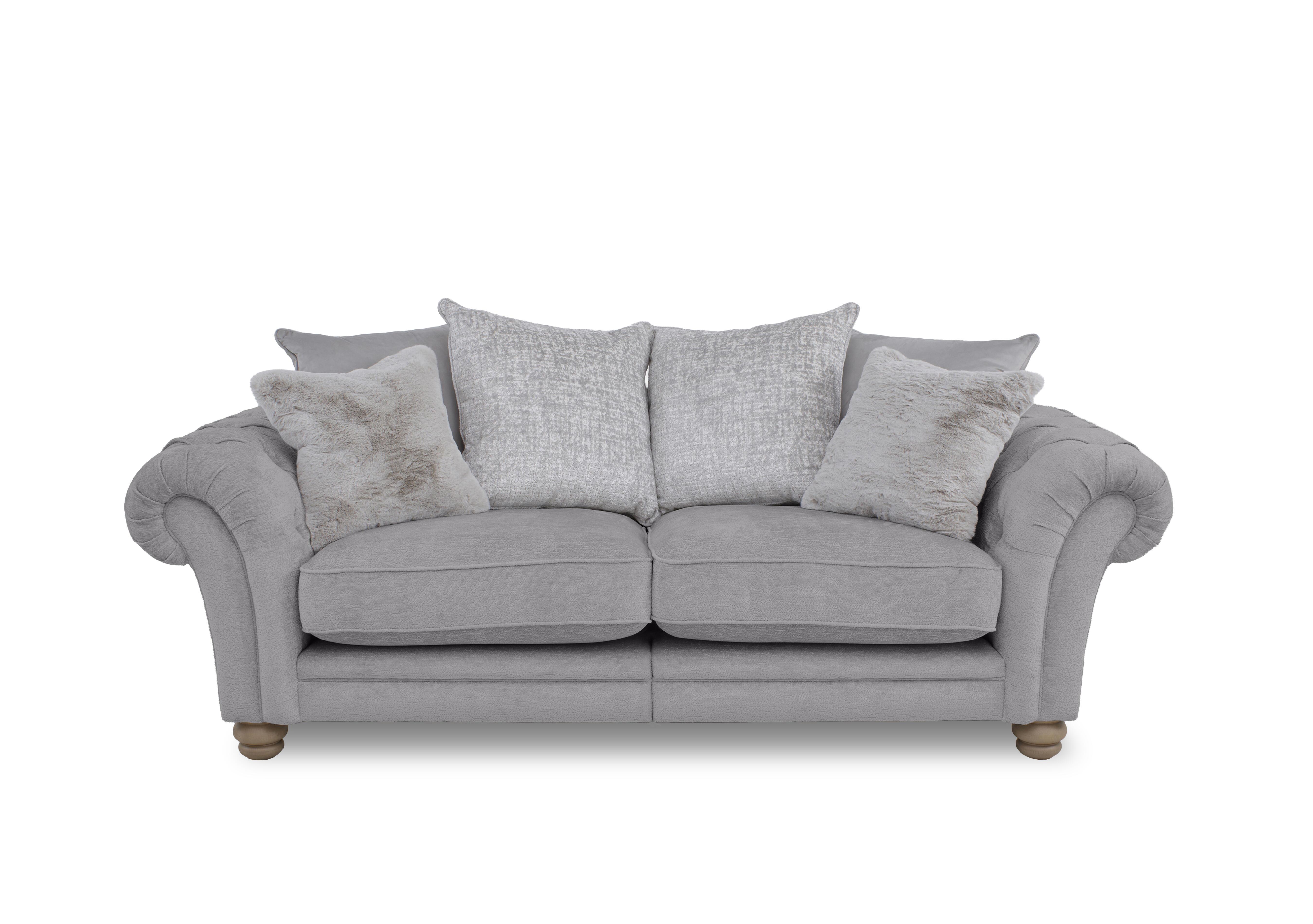 Cotswold 3 Seater Split Frame Scatter Back Sofa in Darwin Silver Wo Ft on Furniture Village
