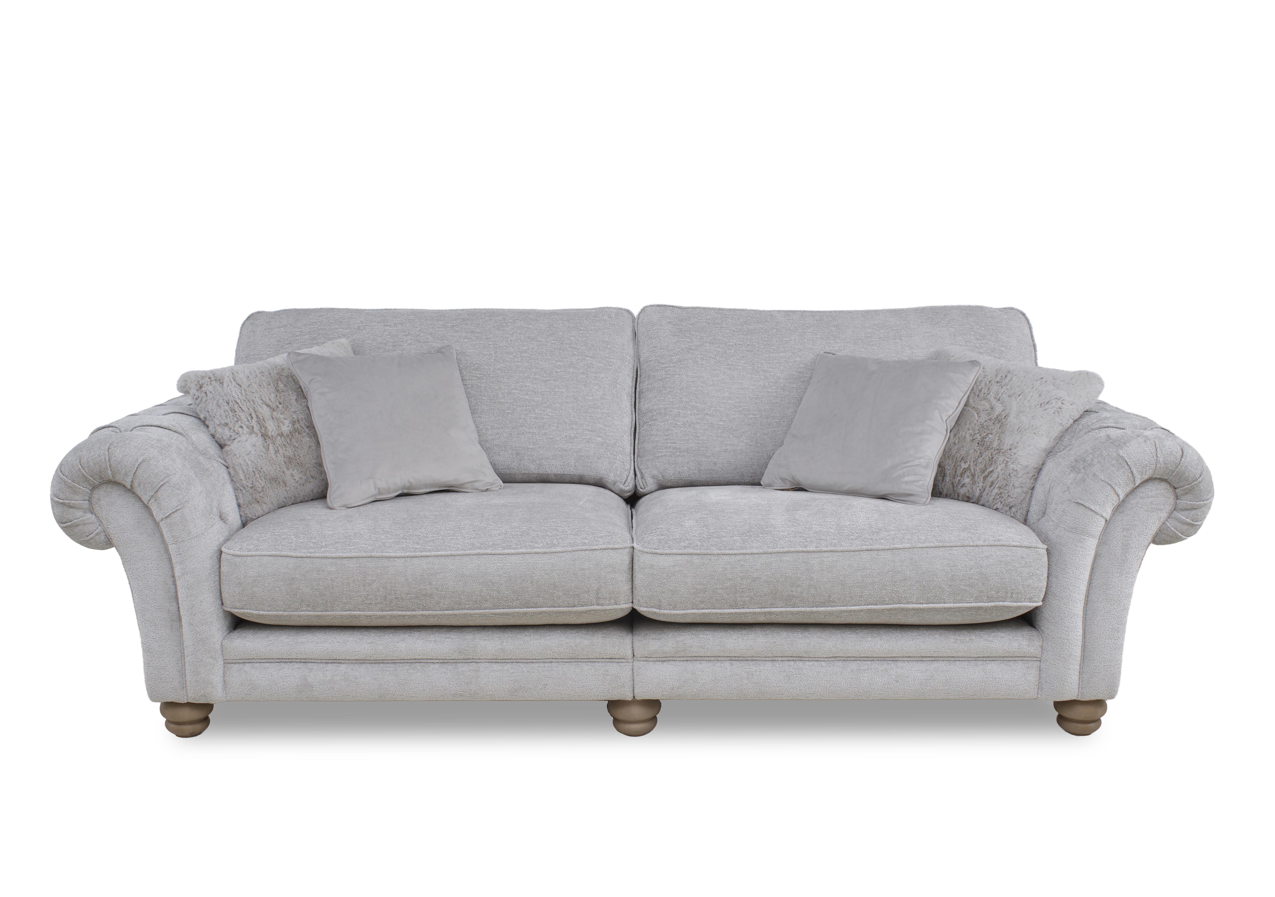 Cotswold 4 Seater Split Frame Classic Back Sofa in Burford Platinum Wo Ft on Furniture Village