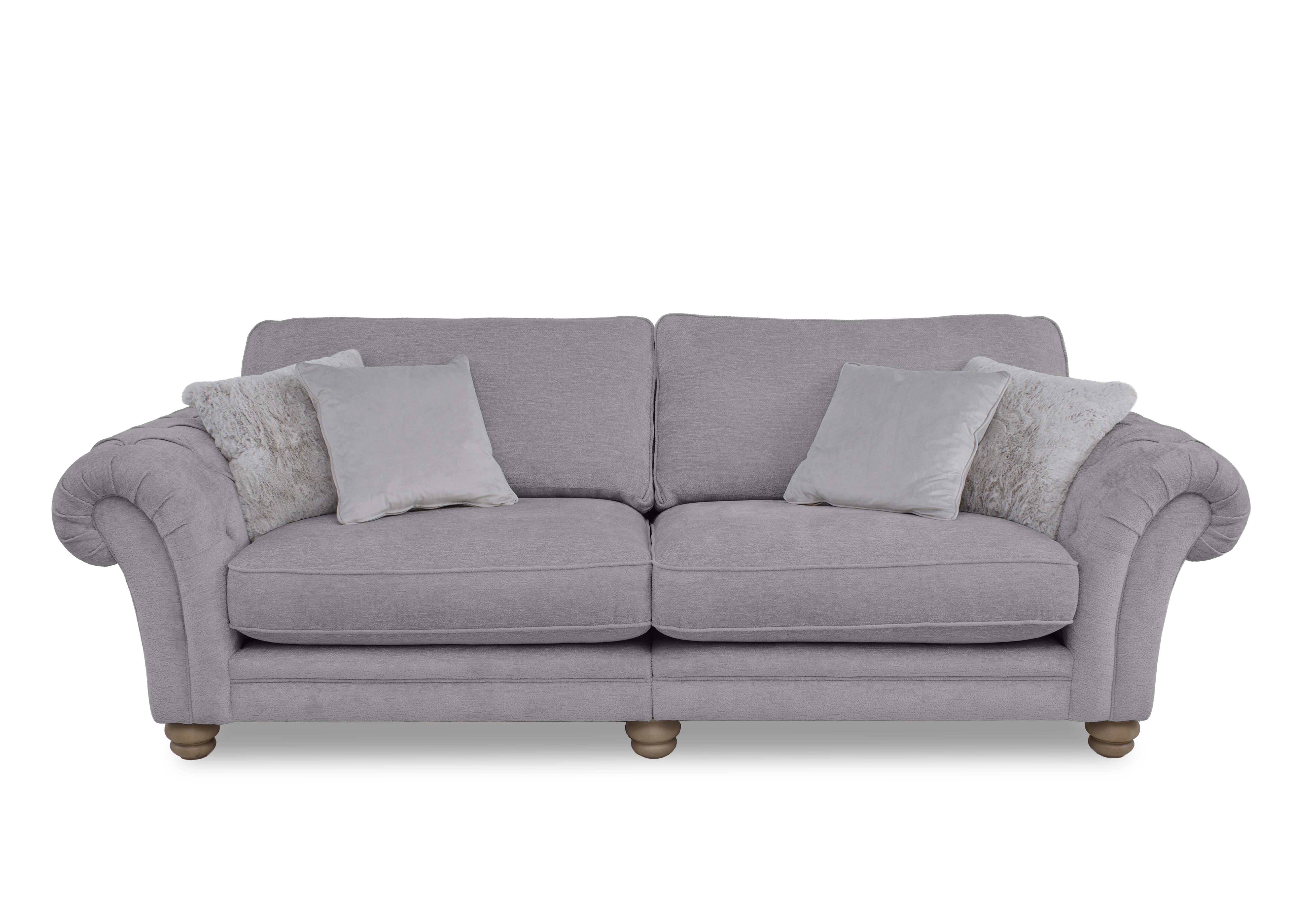 Cotswold 4 Seater Split Frame Classic Back Sofa in Darwin Silver Wo Ft on Furniture Village