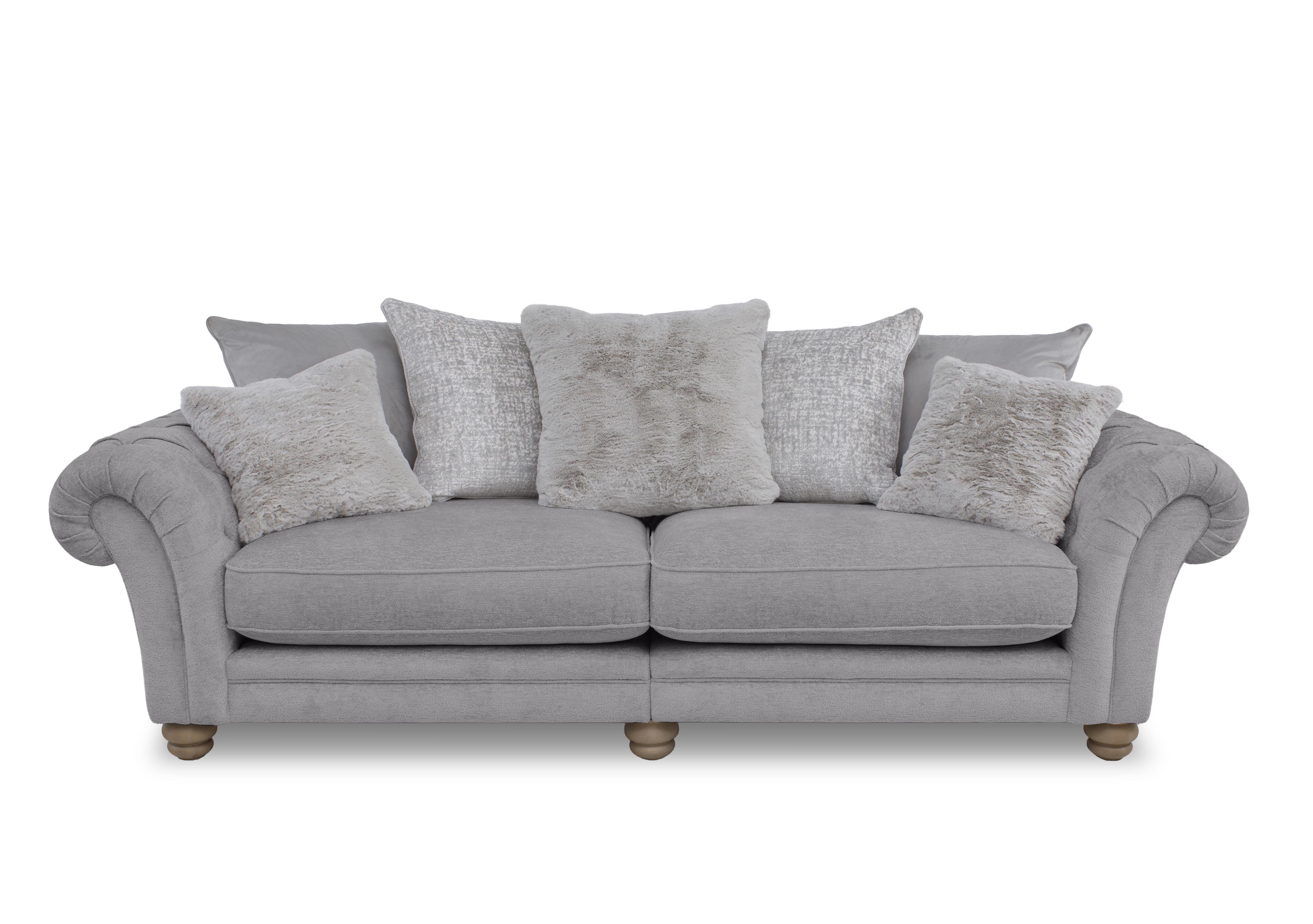 Cotswold 4 Seater Split Frame Scatter Back Sofa in Darwin Silver Wo Ft on Furniture Village