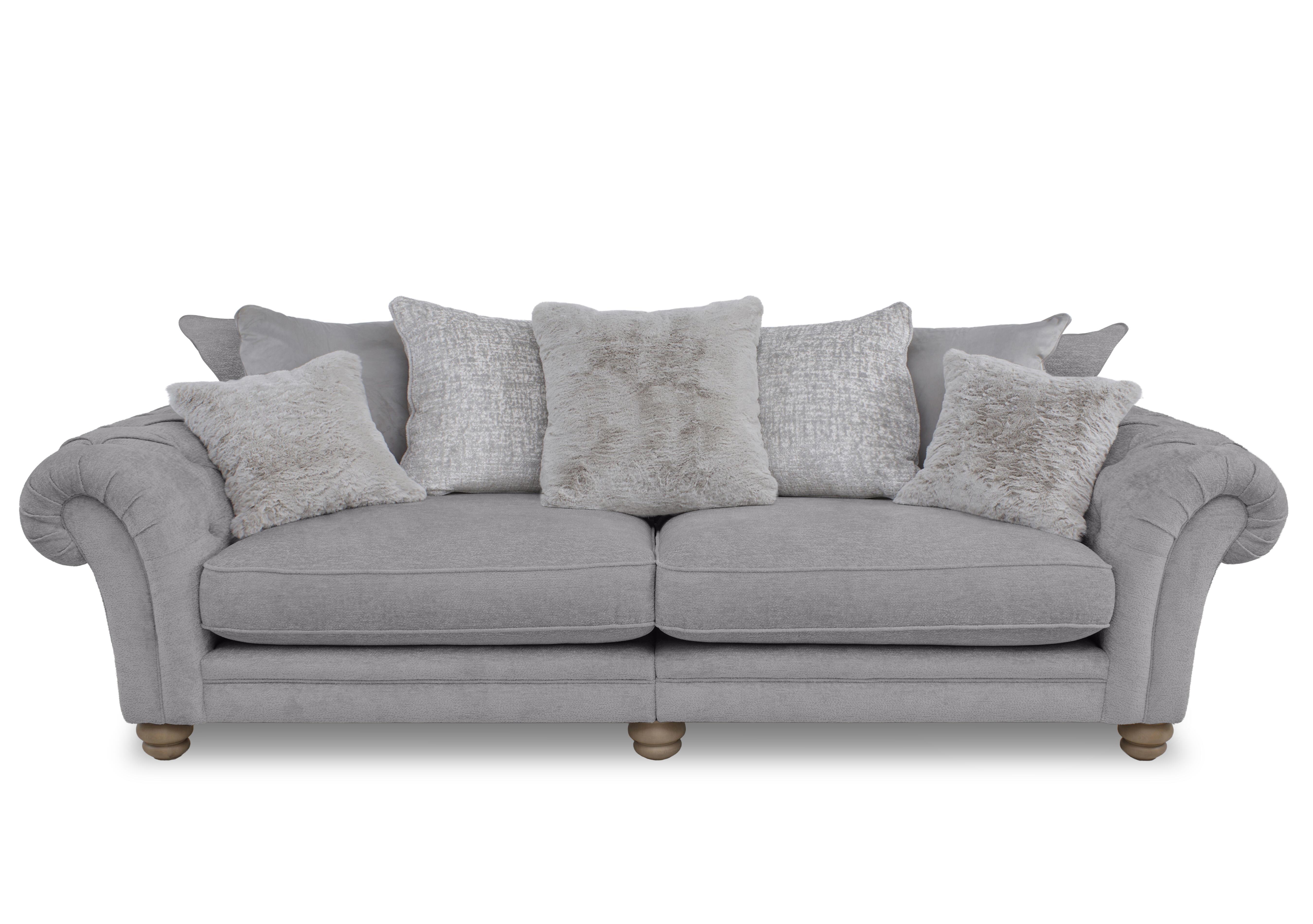 Cotswold Grand Split Frame Scatter Back Sofa in Darwin Silver Wo Ft on Furniture Village