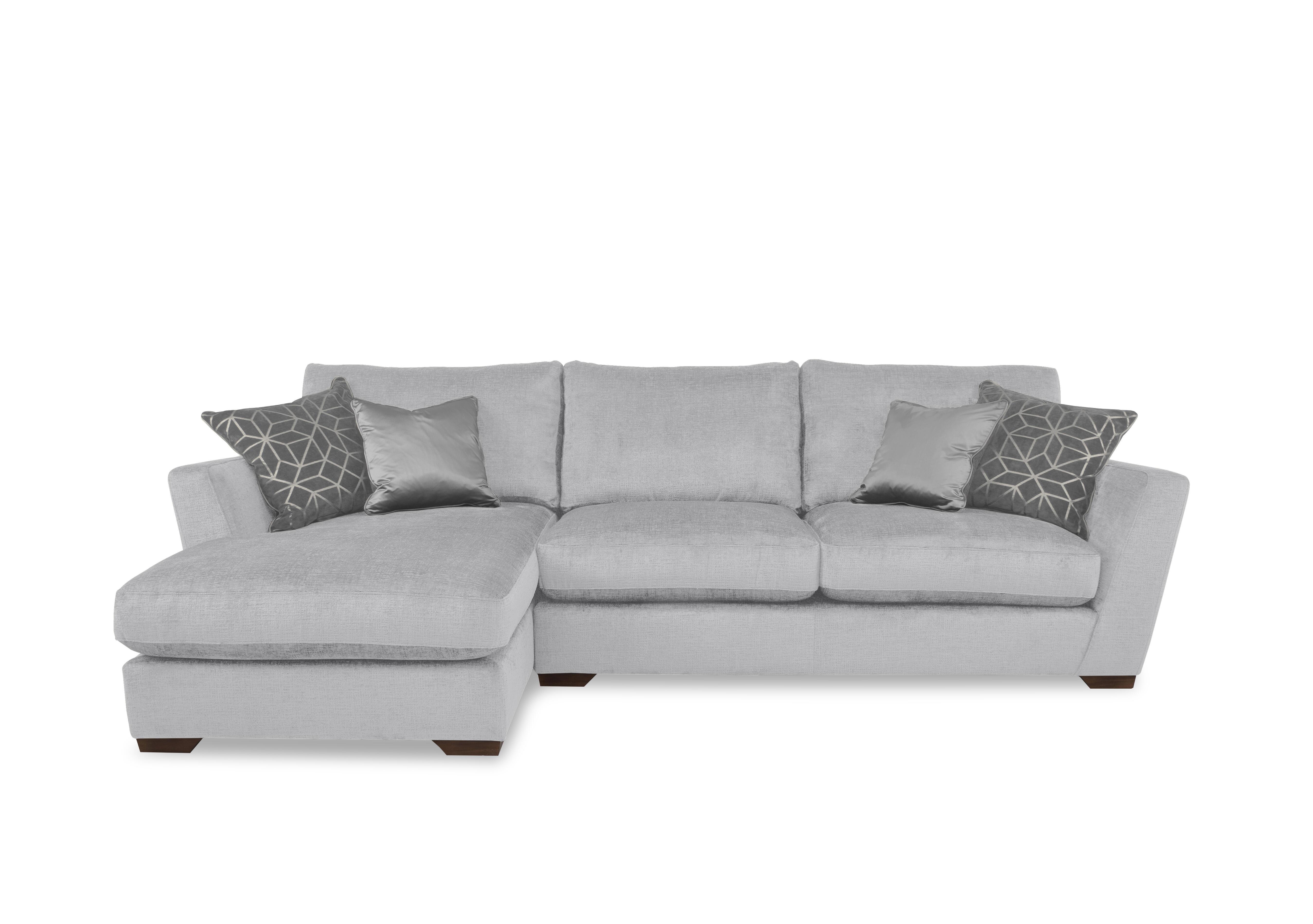 Royale 3 Seater Chaise End Sofa in Lustro Silver on Furniture Village