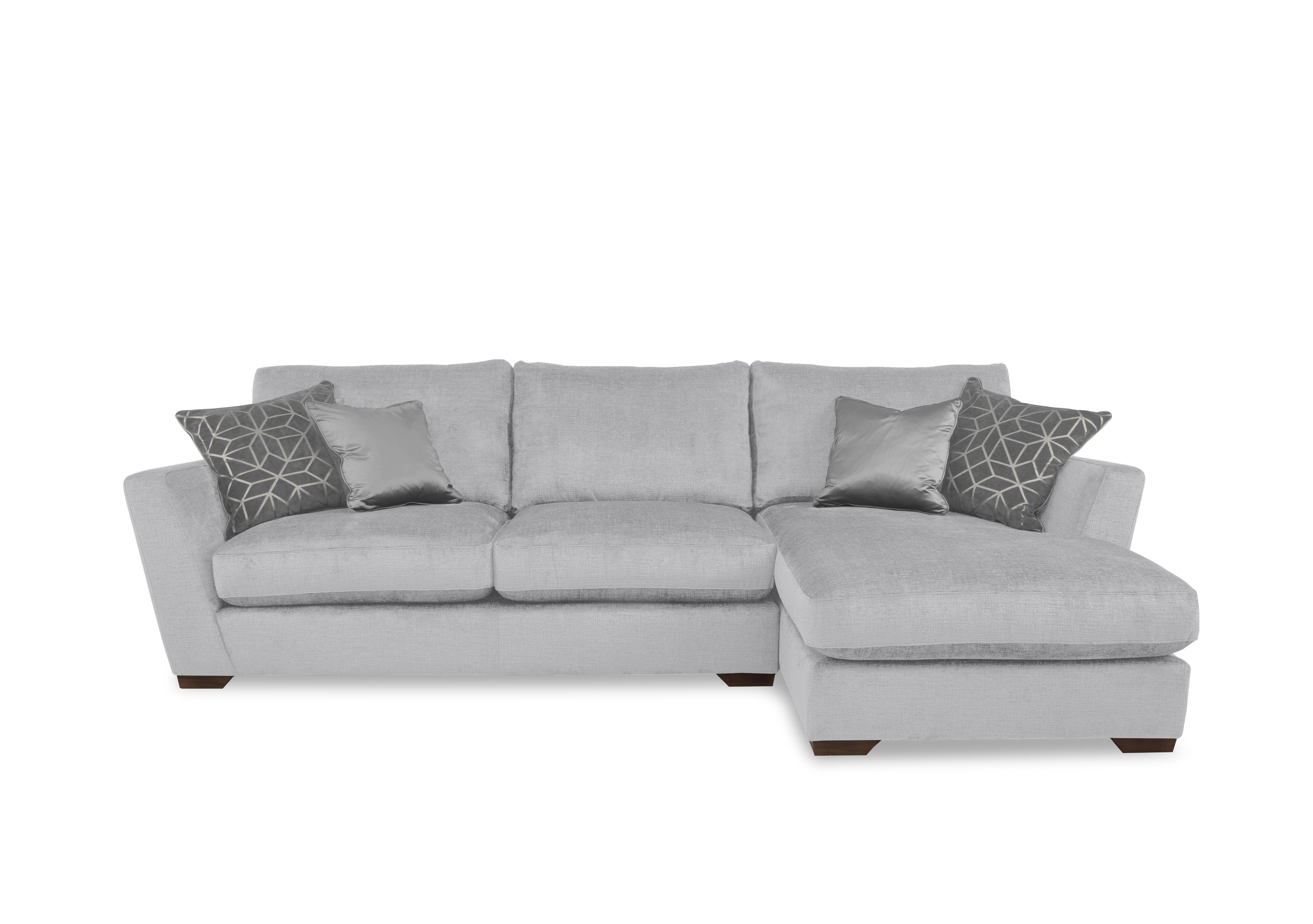 Royale 3 Seater Chaise End Sofa in Lustro Silver on Furniture Village