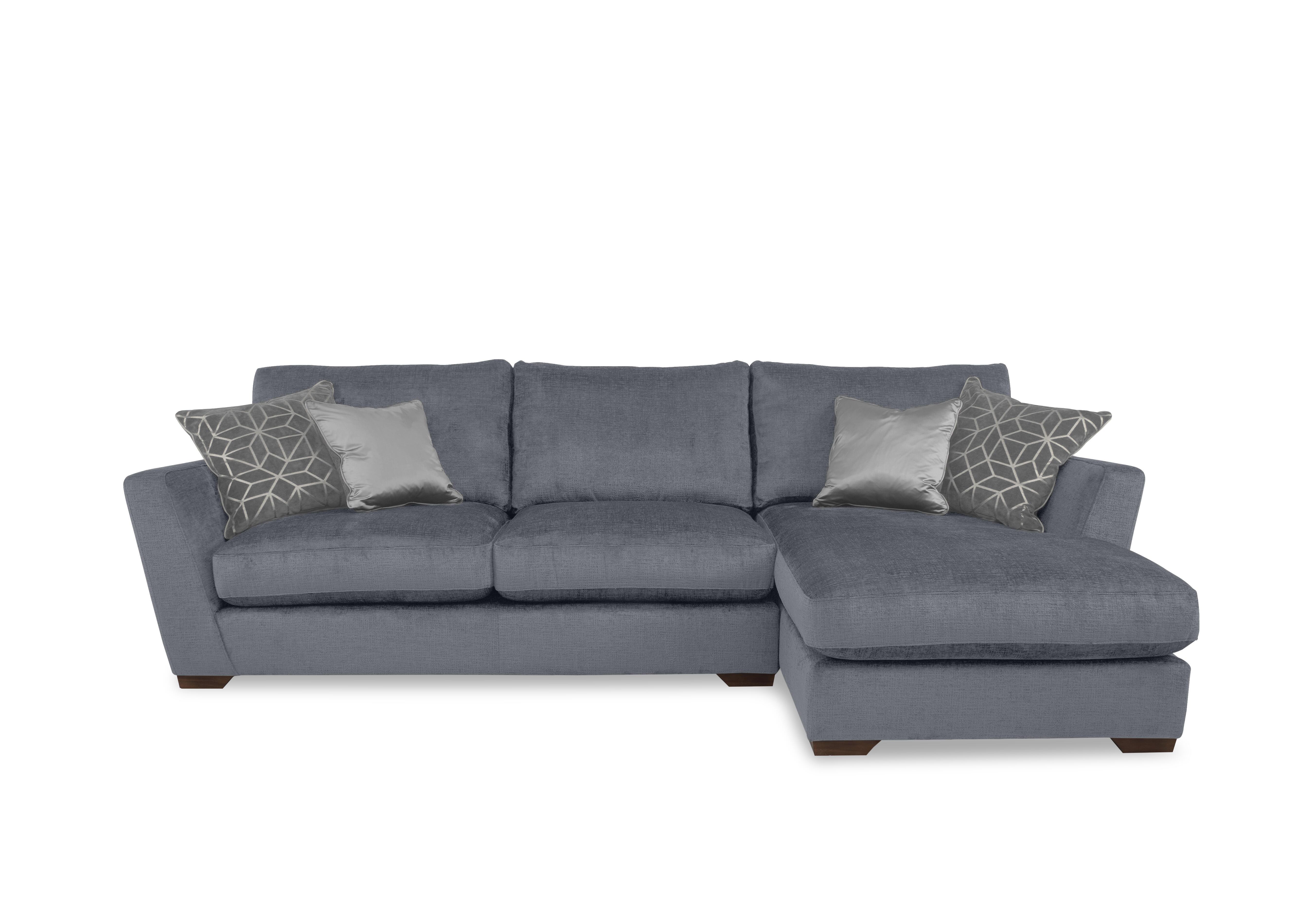 Royale 3 Seater Chaise End Sofa in Lustro Steel on Furniture Village