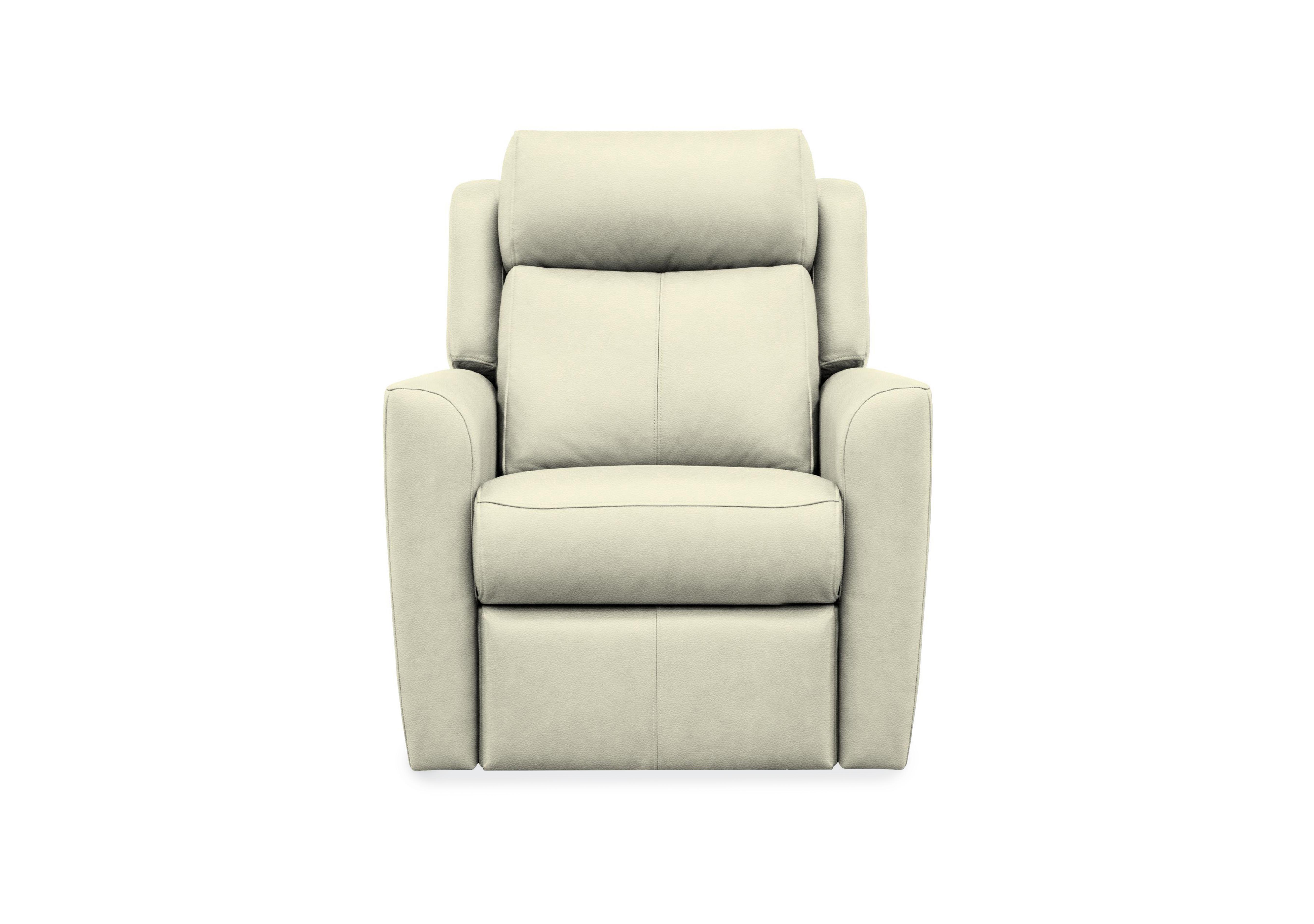 Wren Leather Power Recliner Chair with Power Headrest and Power Lumbar in L840 Cambridge Chalk on Furniture Village