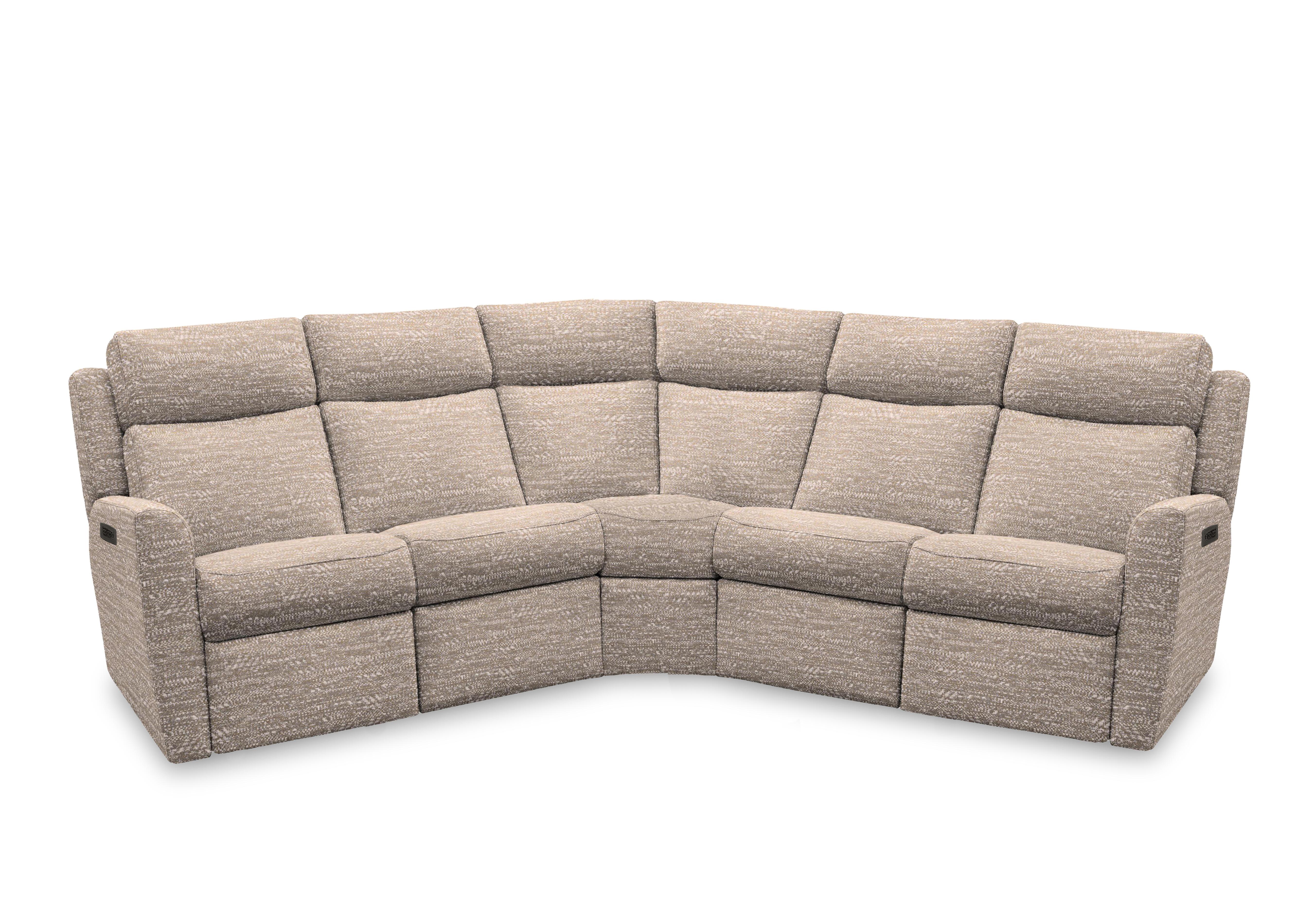 Wren Large Fabric Power Recliner Corner Sofa with Power Headrests and Power Lumbar in A050 Maddox Sandstone on Furniture Village