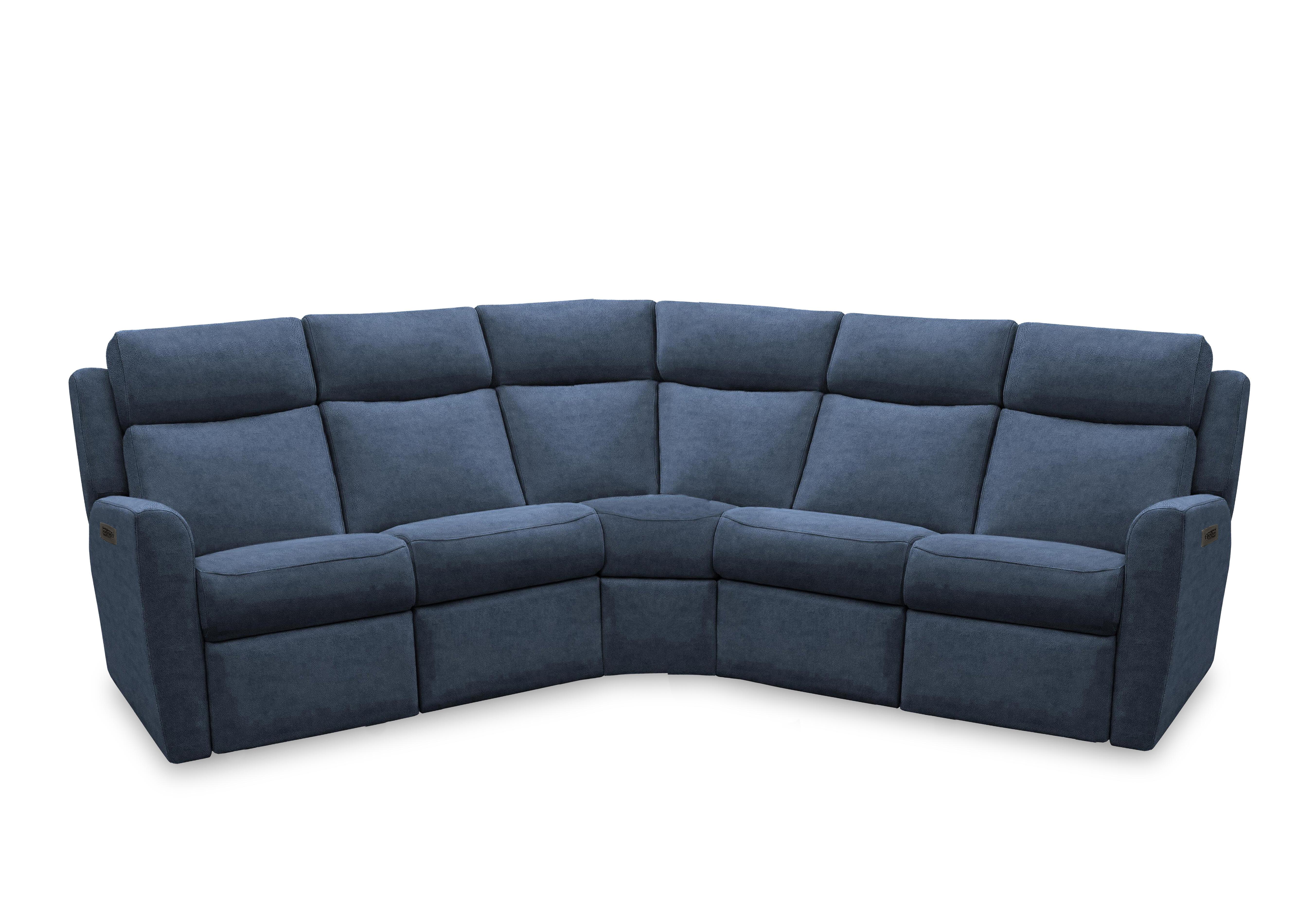 Wren Large Fabric Power Recliner Corner Sofa with Power Headrests and Power Lumbar in A125 Stingray Indigo on Furniture Village