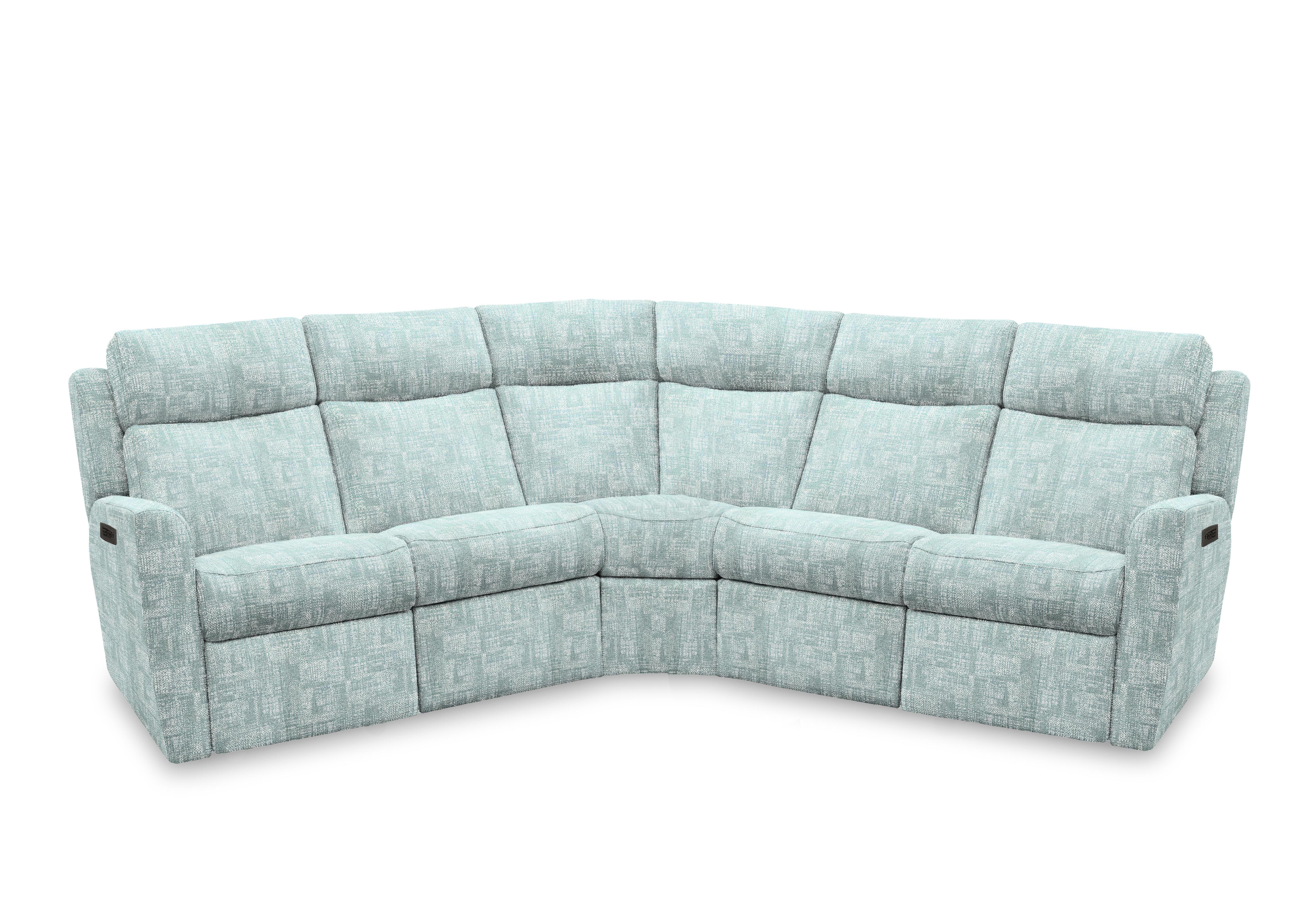 Wren Large Fabric Power Recliner Corner Sofa with Power Headrests and Power Lumbar in B043 Aerial Stream on Furniture Village