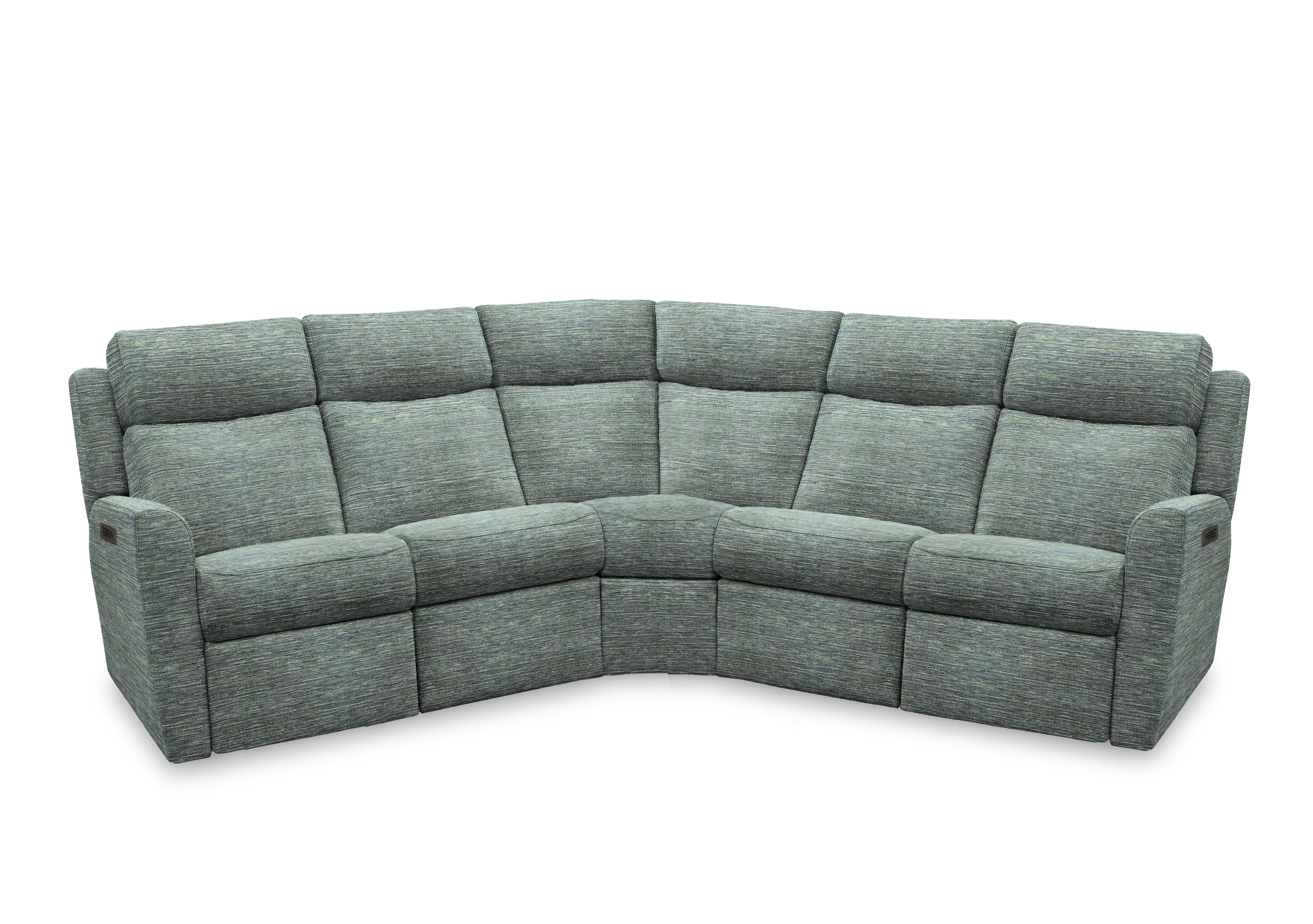 Wren Large Fabric Power Recliner Corner Sofa with Power Headrests and Power Lumbar in B925 Waffle Marine on Furniture Village