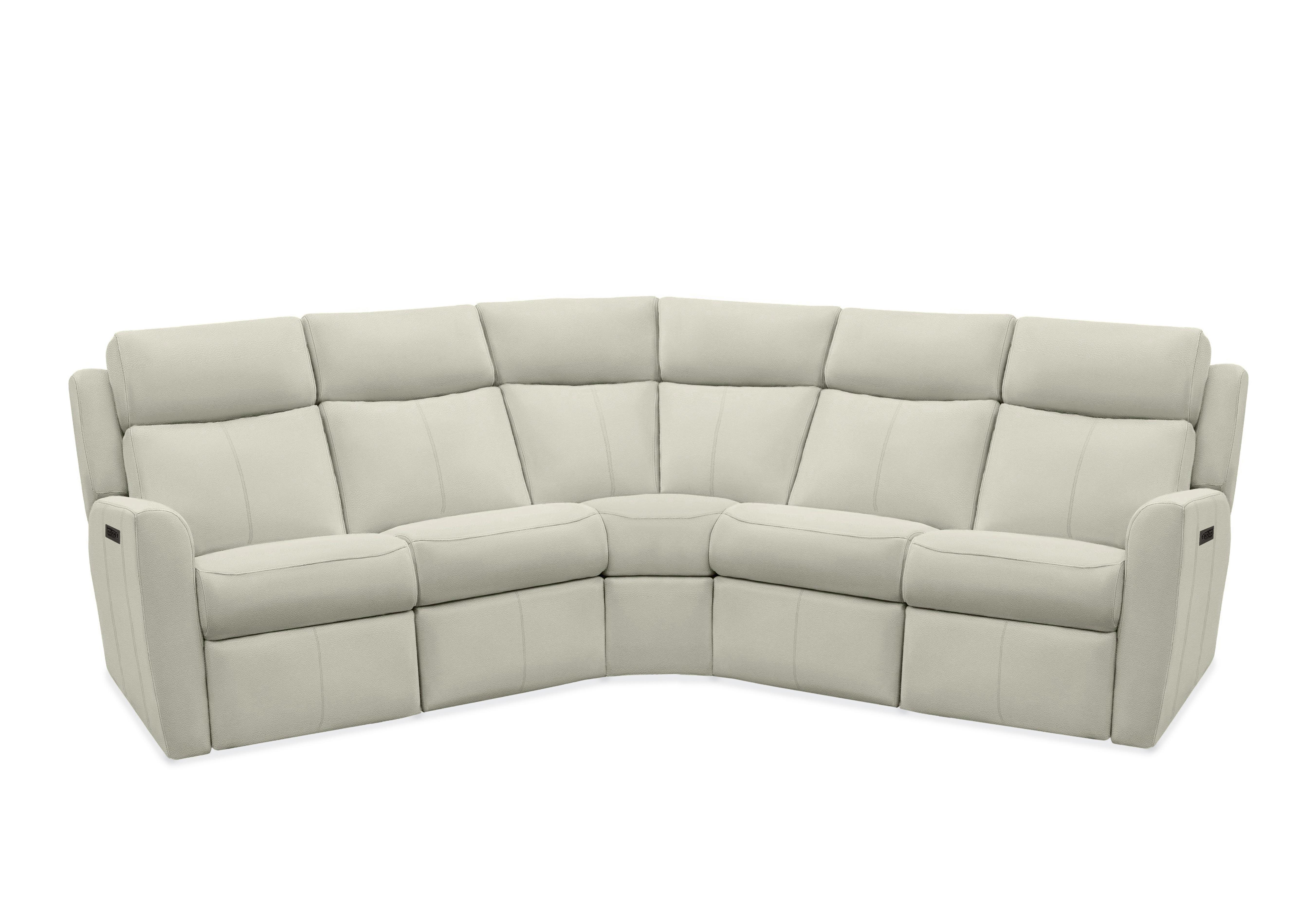 Wren Large Leather Power Recliner Corner Sofa with Power Headrests and Power Lumbar in H006 Oxford Light Grey on Furniture Village