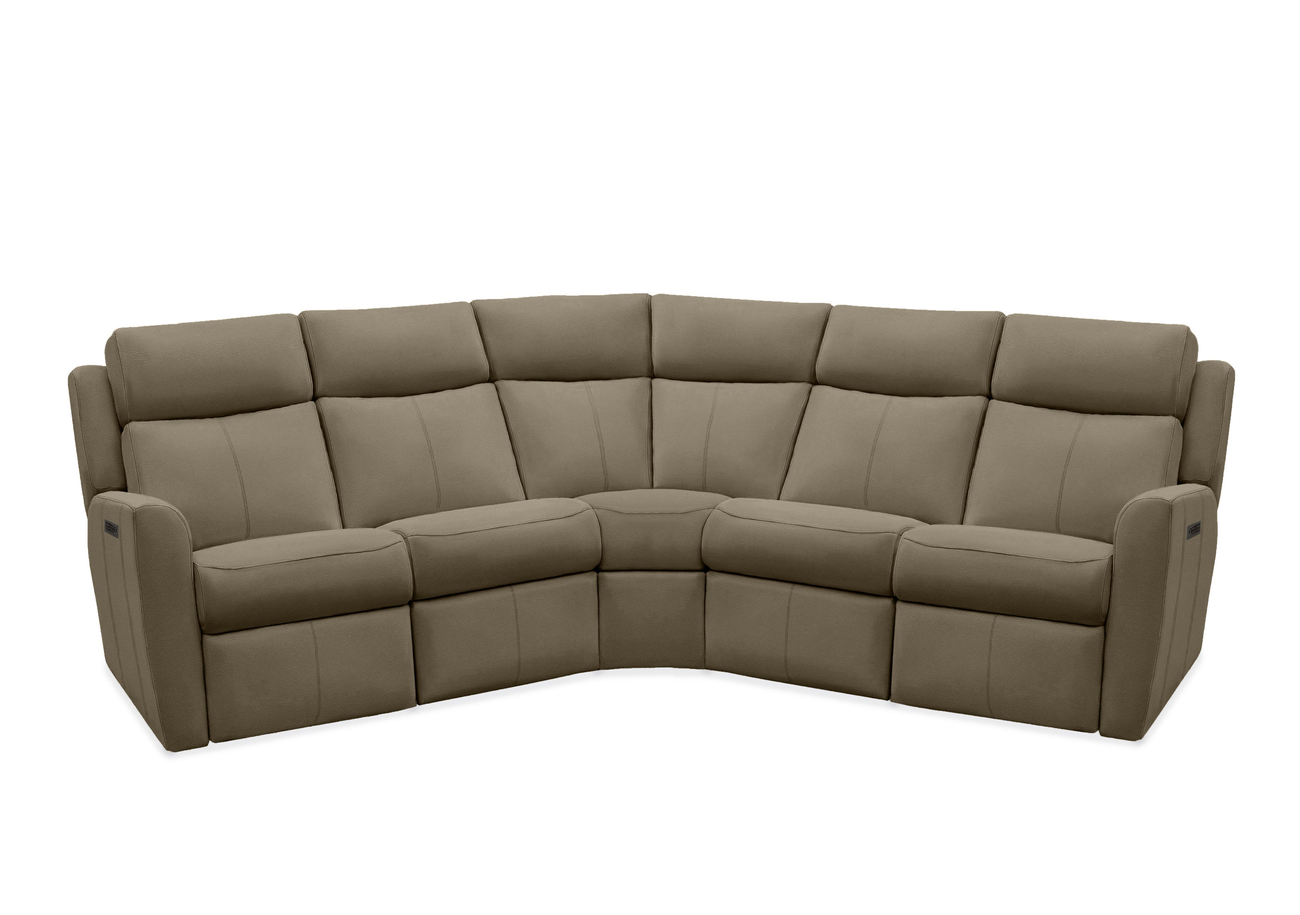 Wren Large Leather Power Recliner Corner Sofa with Power Headrests and Power Lumbar in H009 Durham Mushroom on Furniture Village
