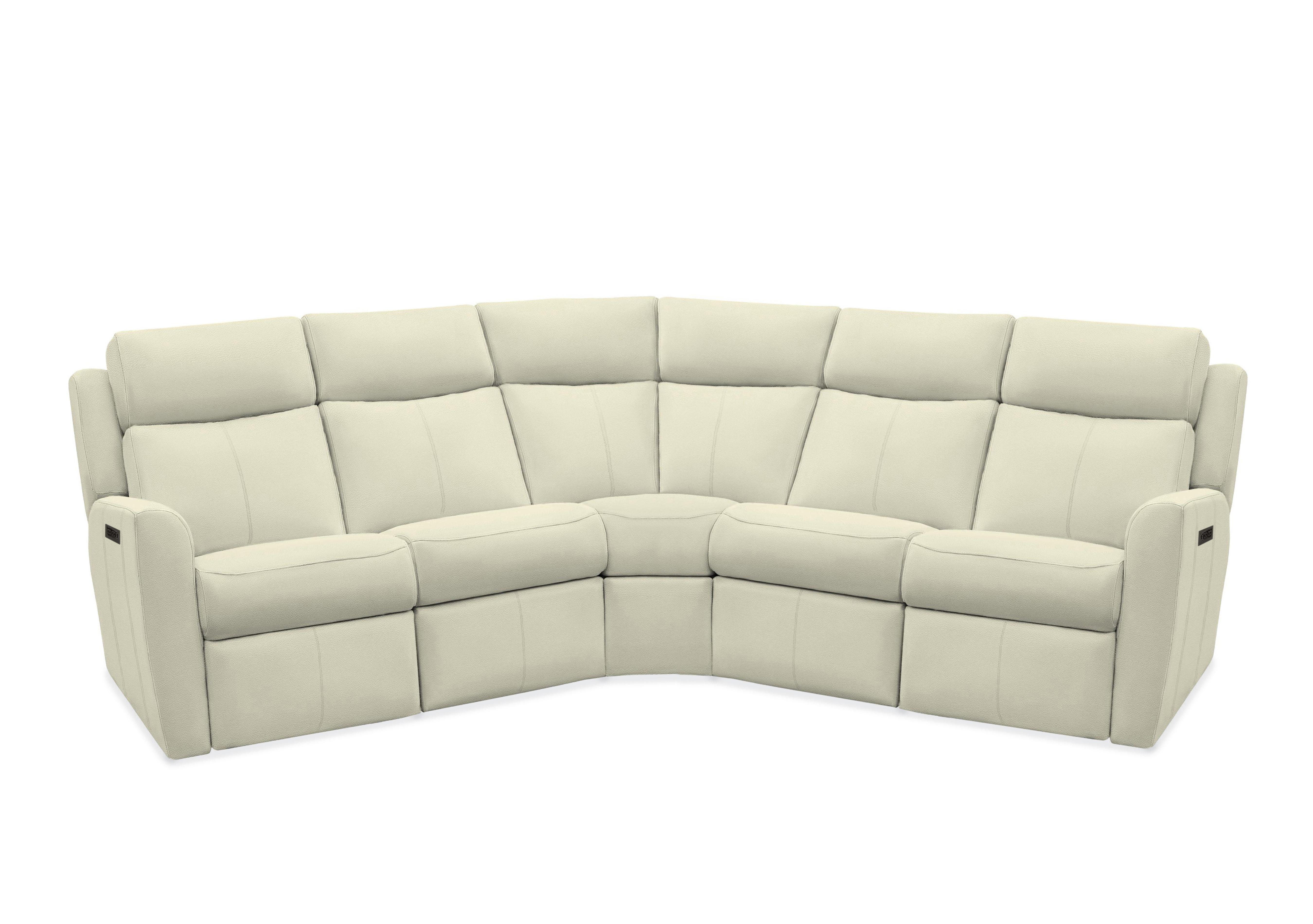 Wren Large Leather Power Recliner Corner Sofa with Power Headrests and Power Lumbar in L840 Cambridge Chalk on Furniture Village