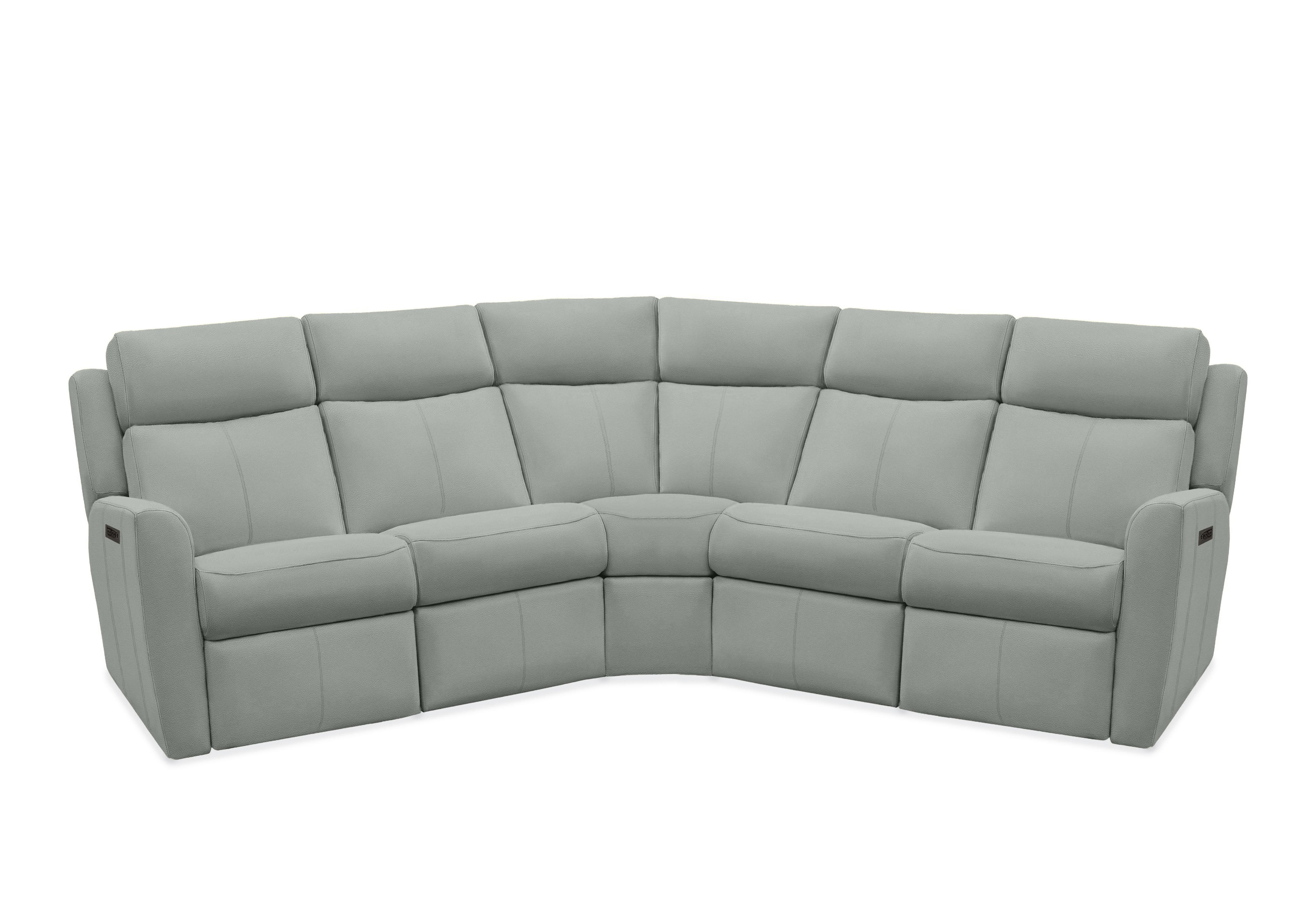 Wren Large Leather Power Recliner Corner Sofa with Power Headrests and Power Lumbar in L842 Cambridge Grey on Furniture Village